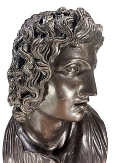 Neoclassical Bronze Bust of Apollo on Marble Pedestal