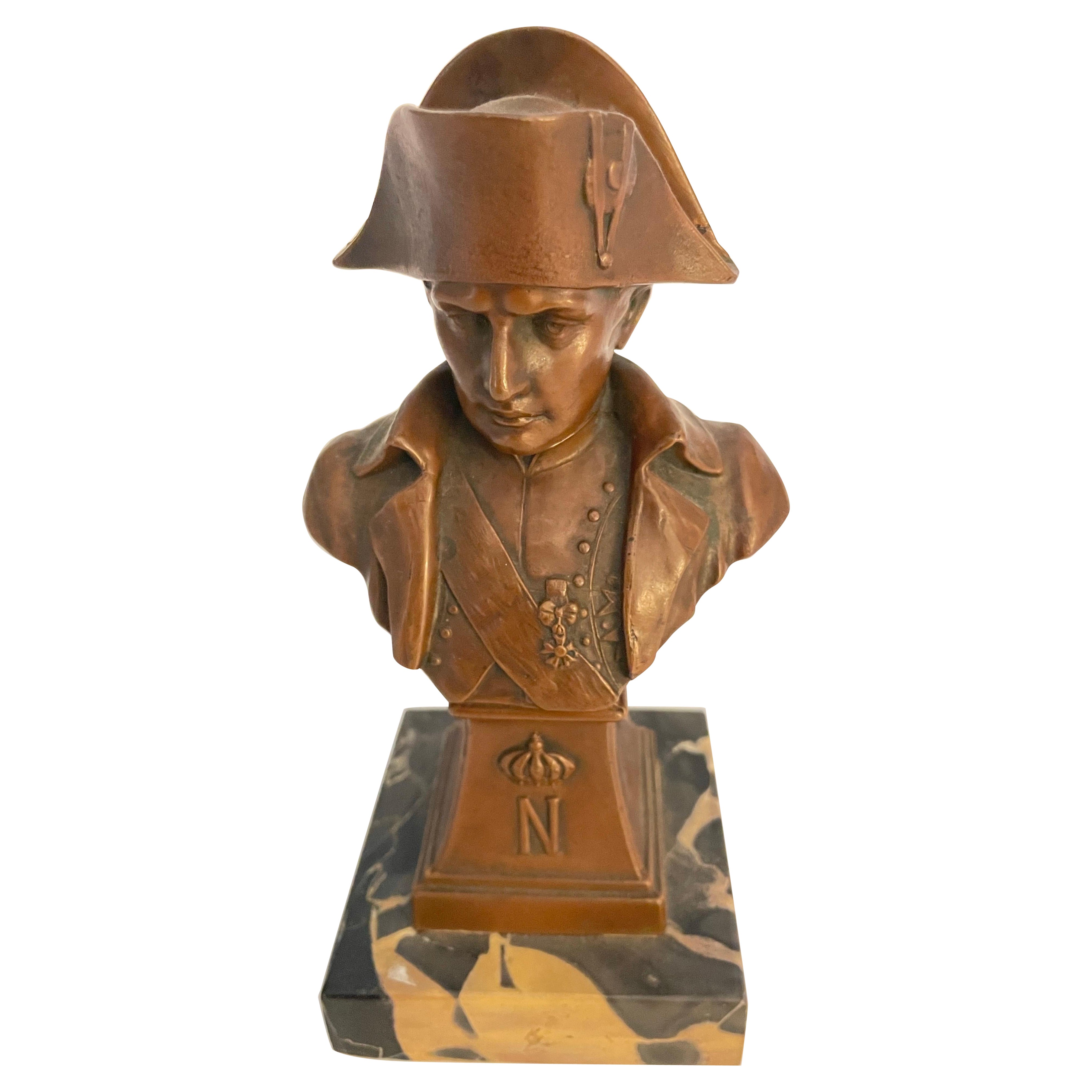 Neoclassical Bronze Bust of Napoleon on Marble Base, 20th Century