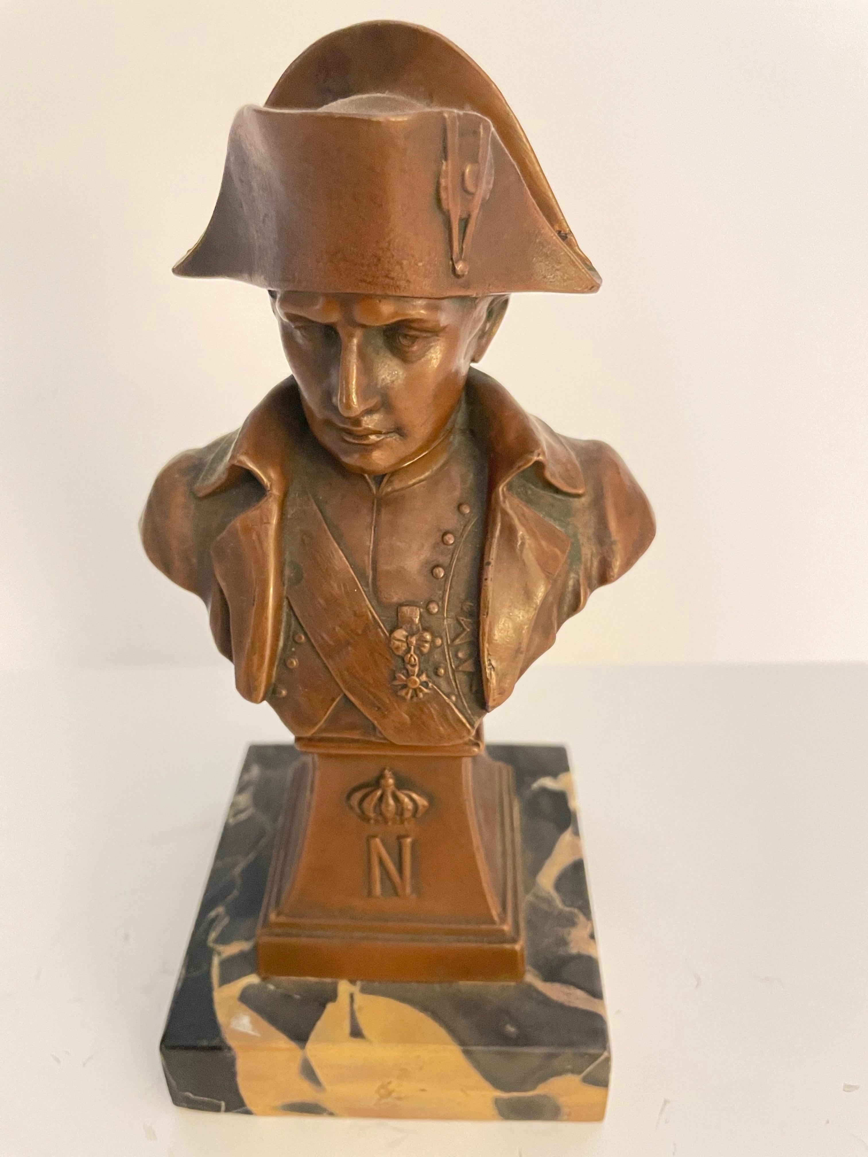 Neoclassical Bronze Bust of Napoleon on Marble Base, 20th Century For Sale
