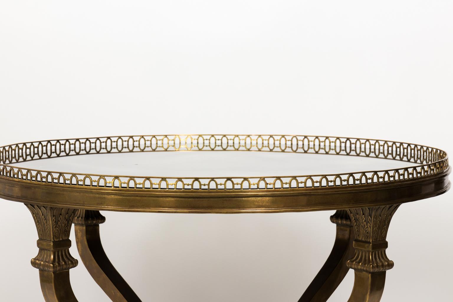 20th Century Neoclassical Bronze Centre Table with Mirrored Top