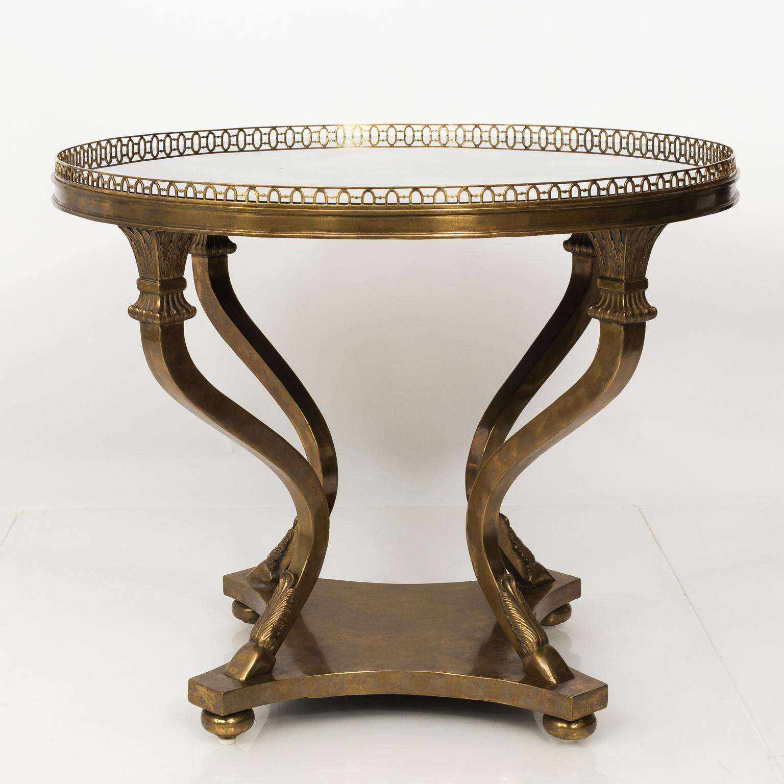 Neoclassical Bronze Centre Table with Mirrored Top 1