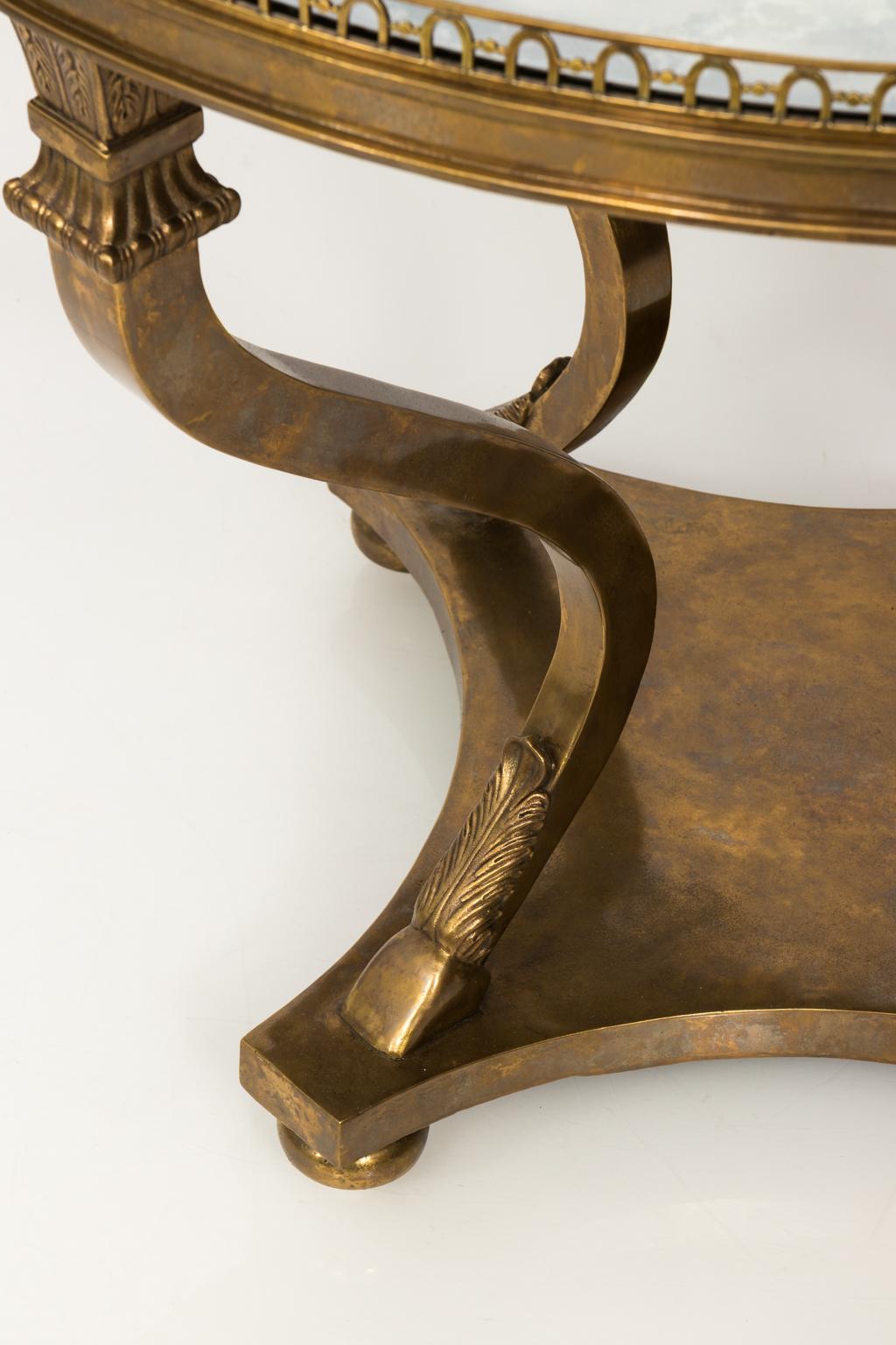 Neoclassical Bronze Centre Table with Mirrored Top 3