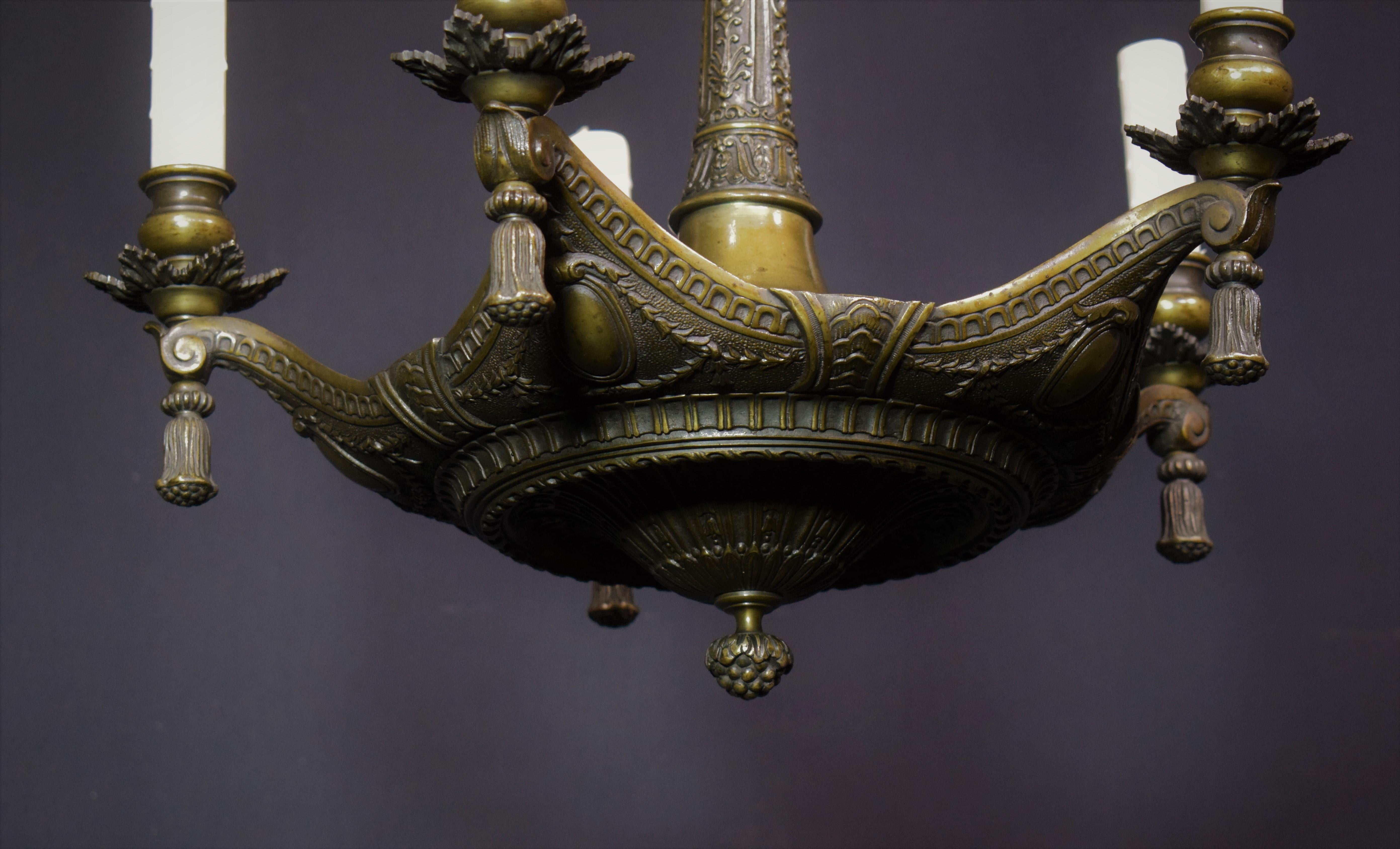 Neoclassical Bronze Chandelier For Sale 6