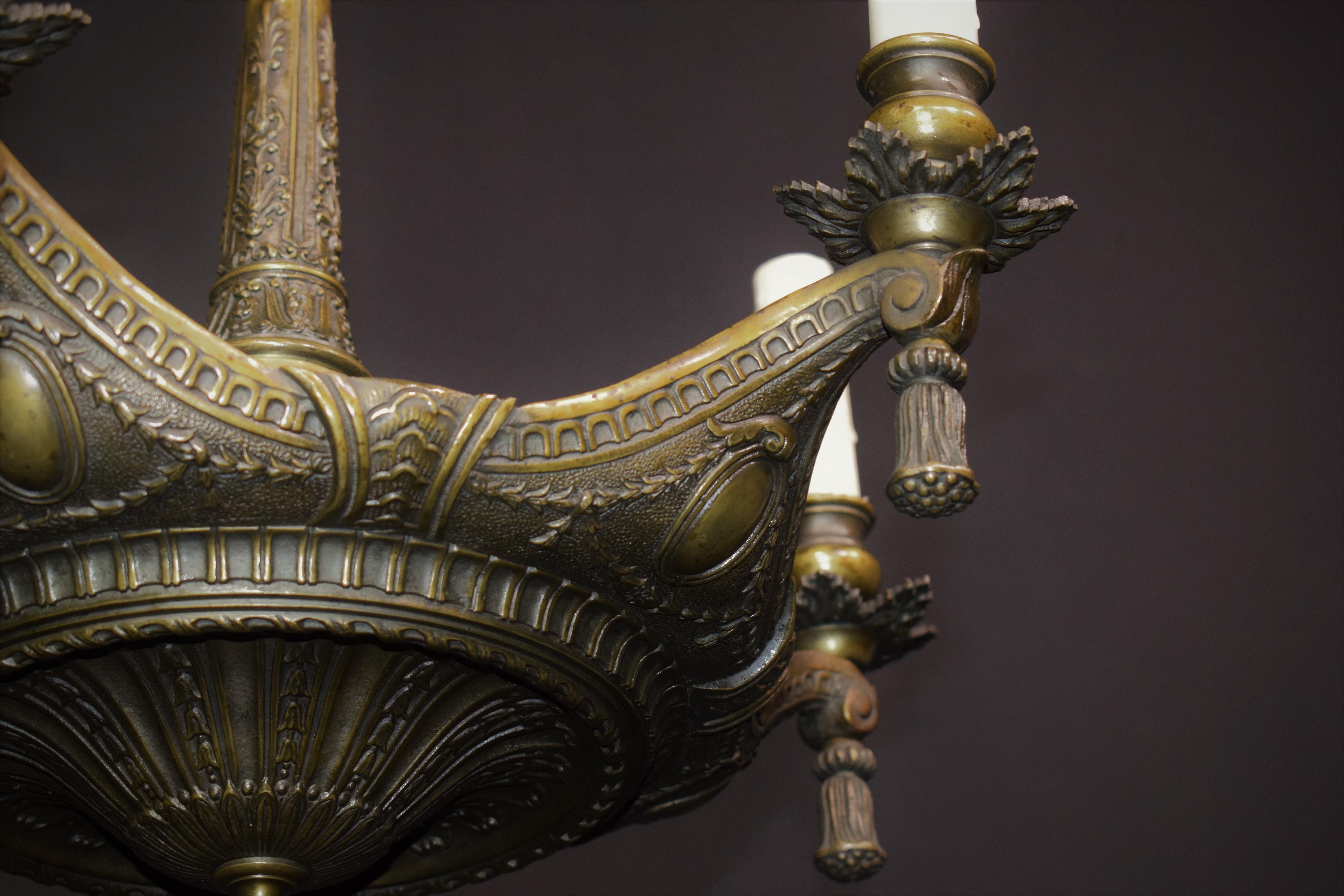 Neoclassical Bronze Chandelier For Sale 9