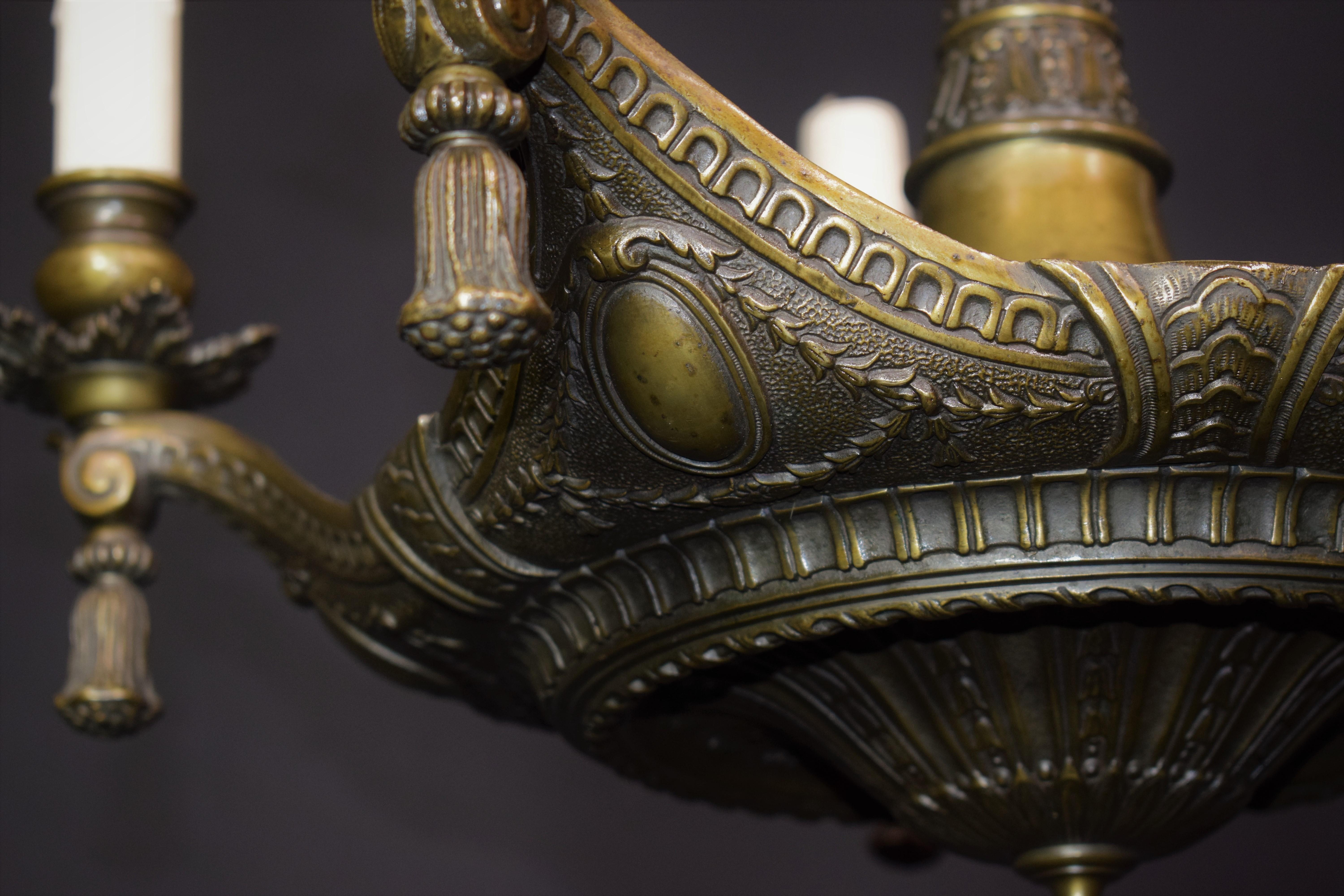 Neoclassical Bronze Chandelier For Sale 11