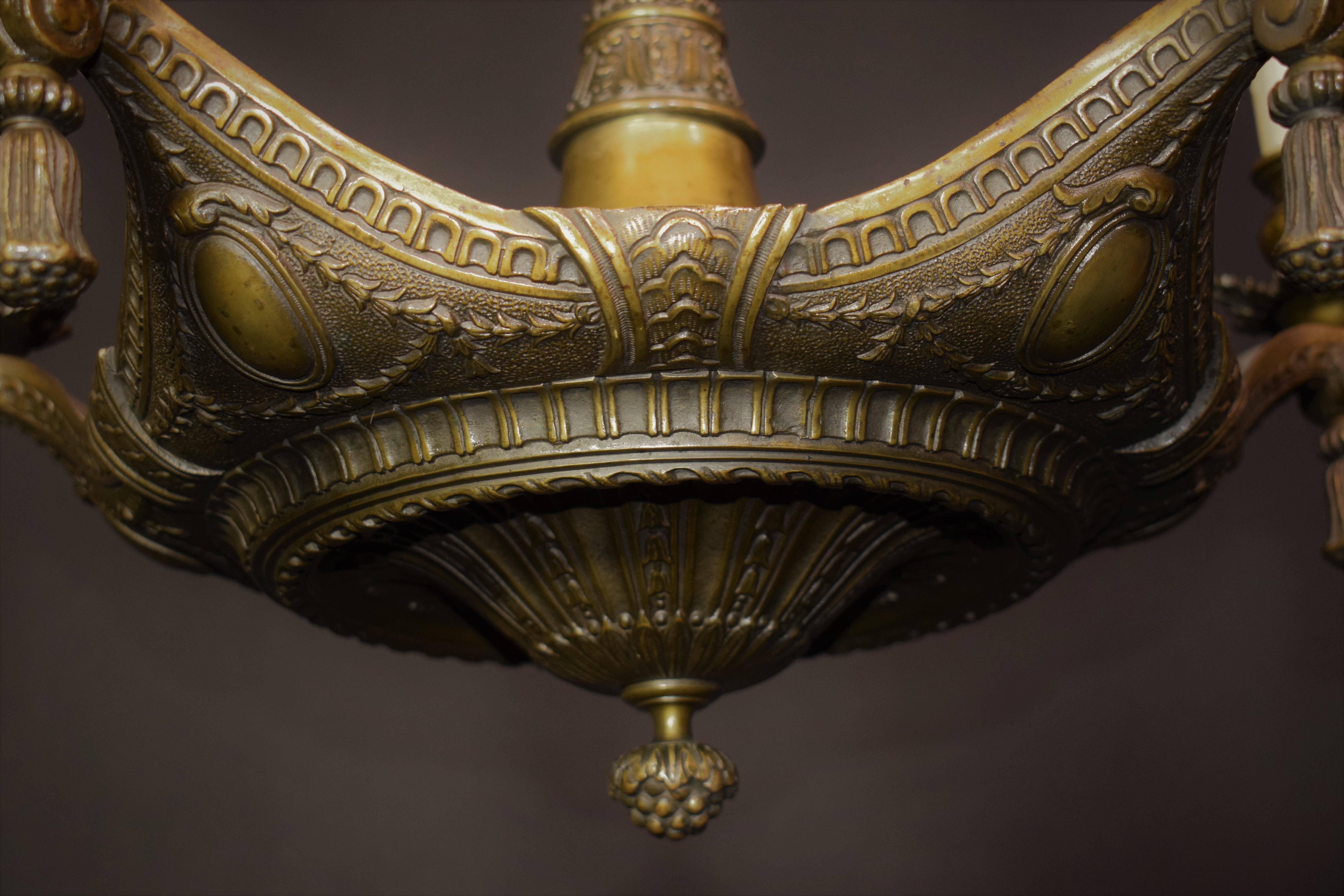 Neoclassical Bronze Chandelier For Sale 12