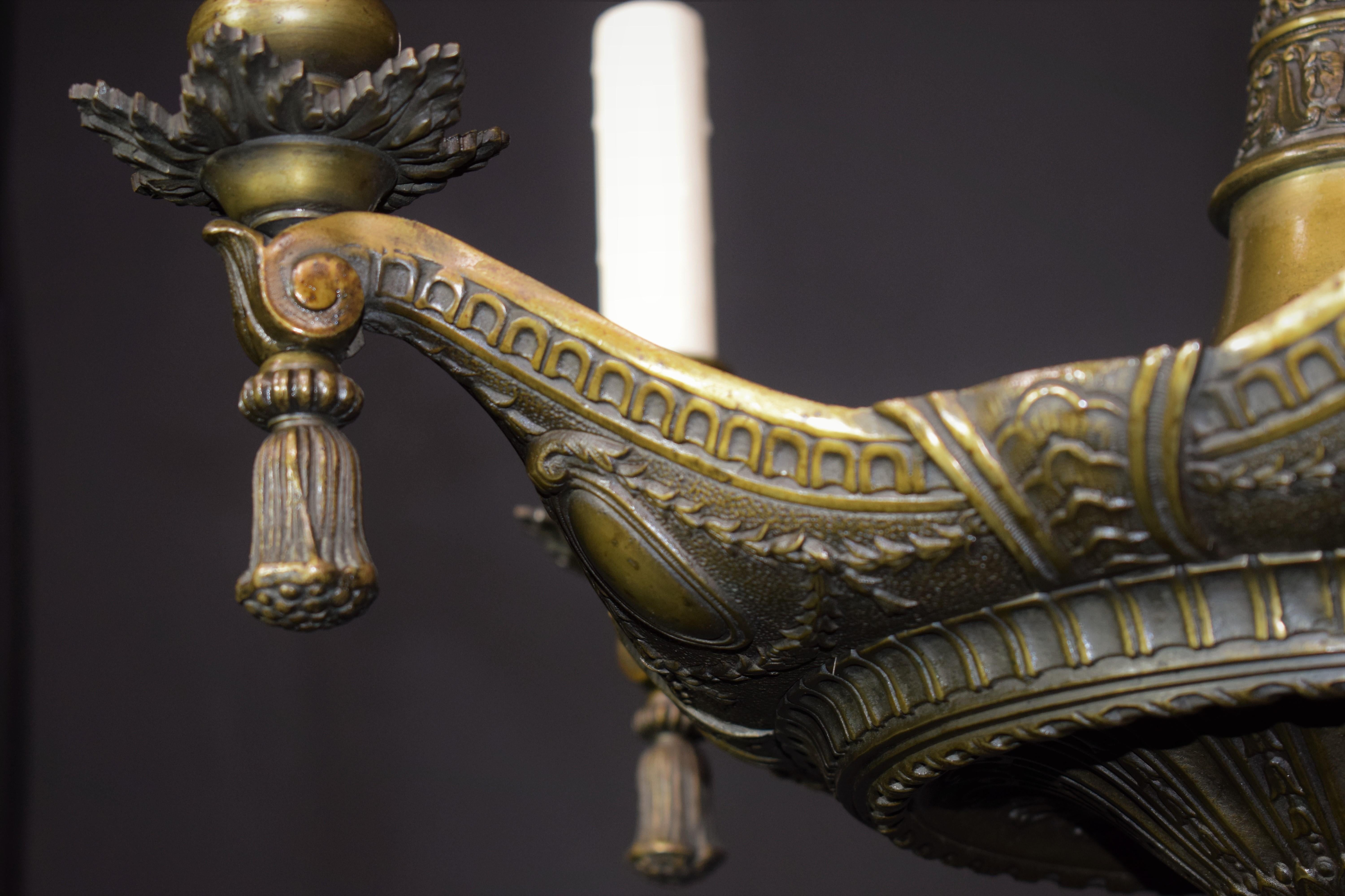 Neoclassical Bronze Chandelier For Sale 13