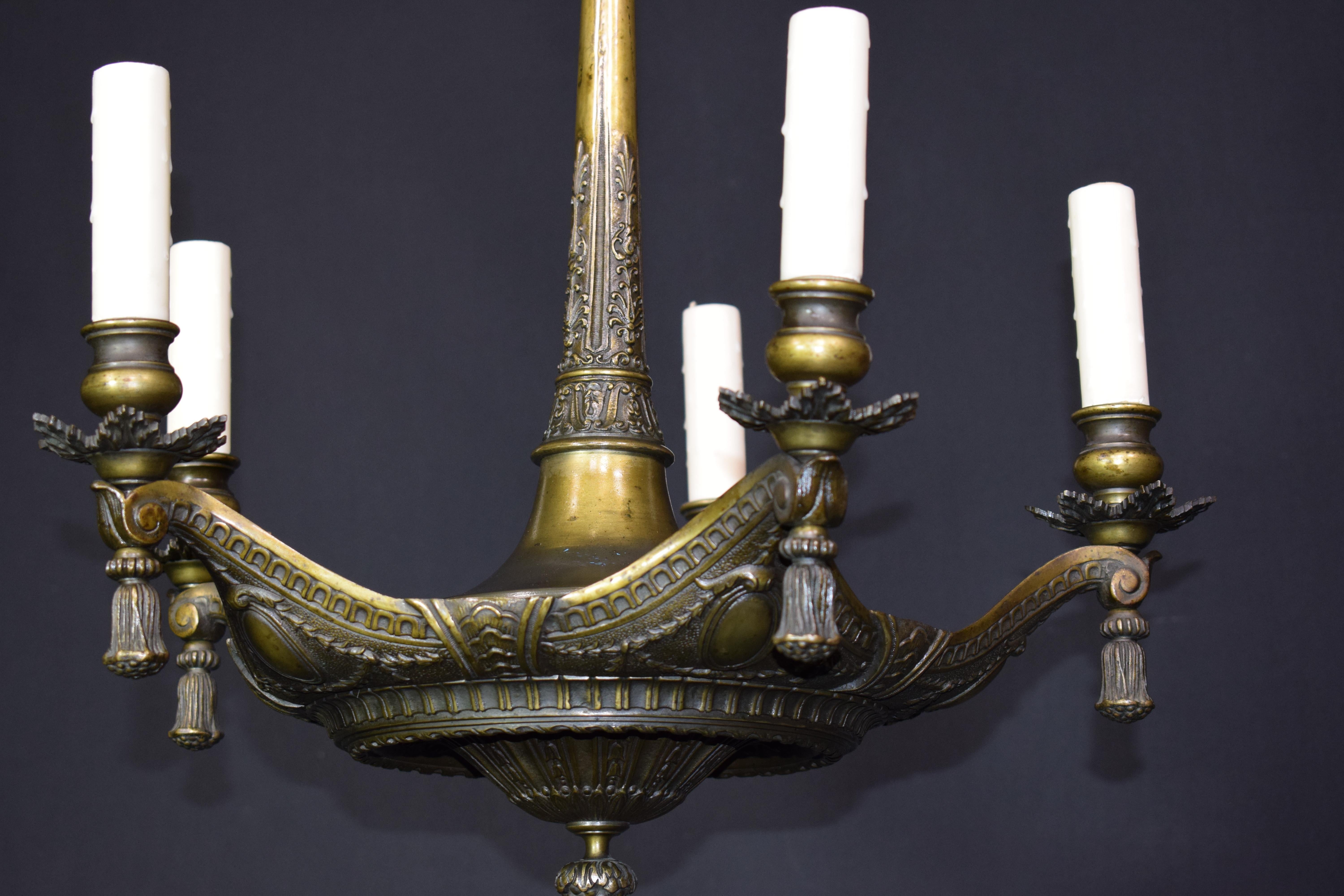 Neoclassical Bronze Chandelier For Sale 14