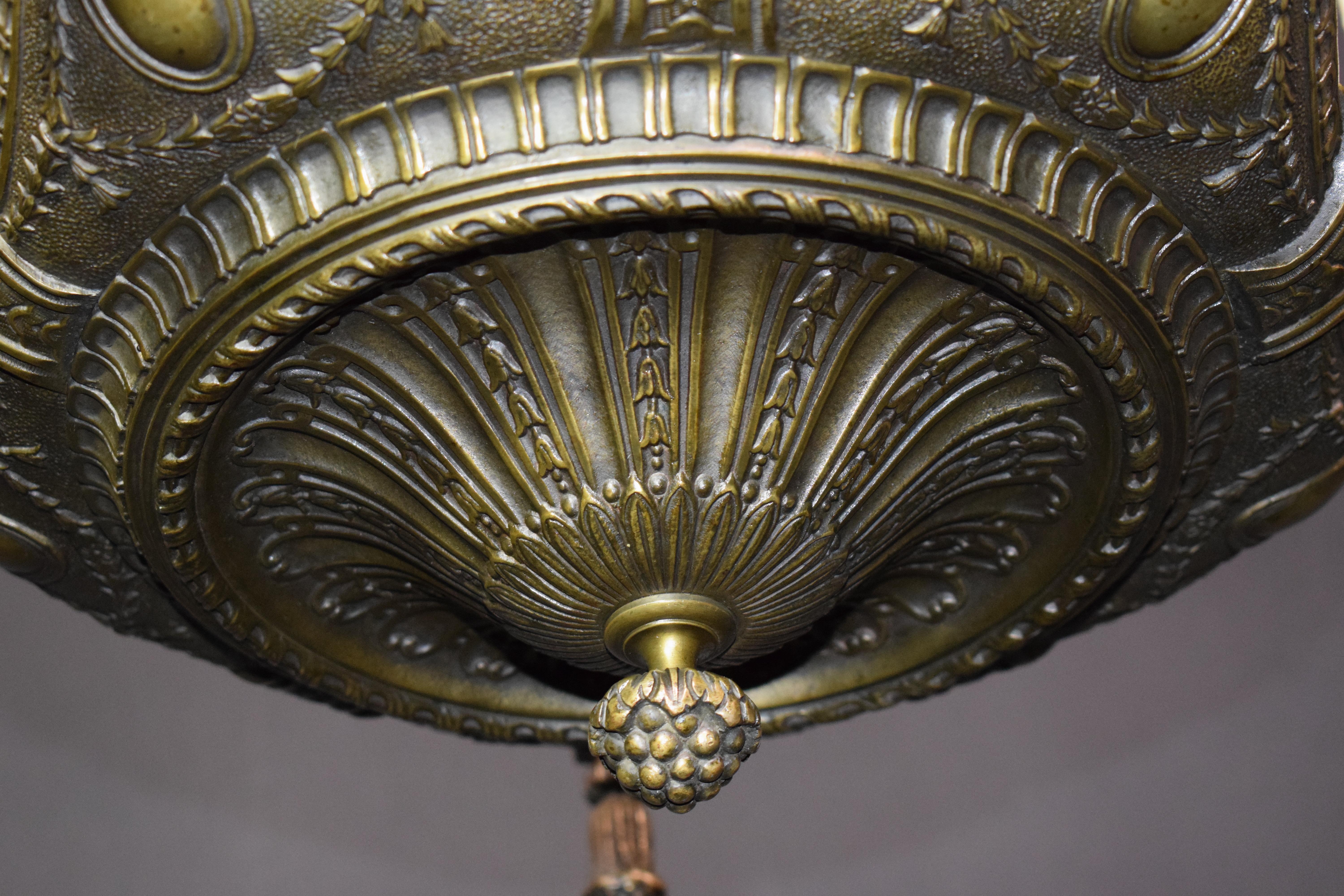 Neoclassical Bronze Chandelier In Good Condition For Sale In Atlanta, GA