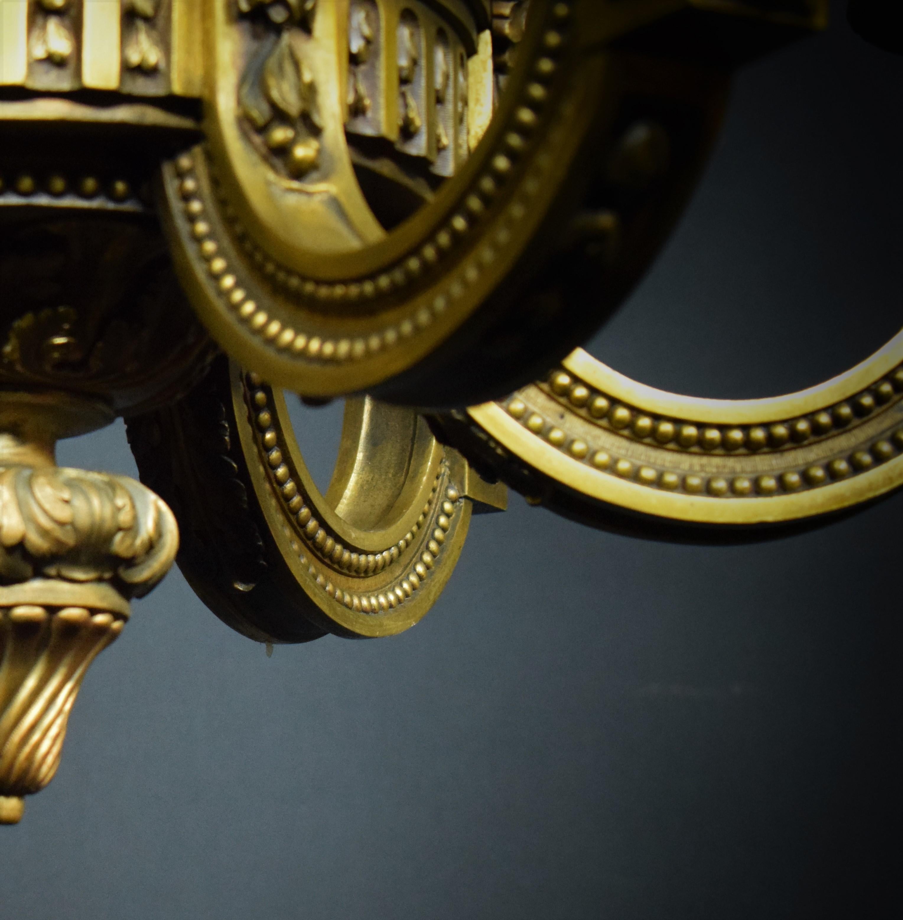 Neoclassical Bronze Chandelier In Good Condition For Sale In Atlanta, GA