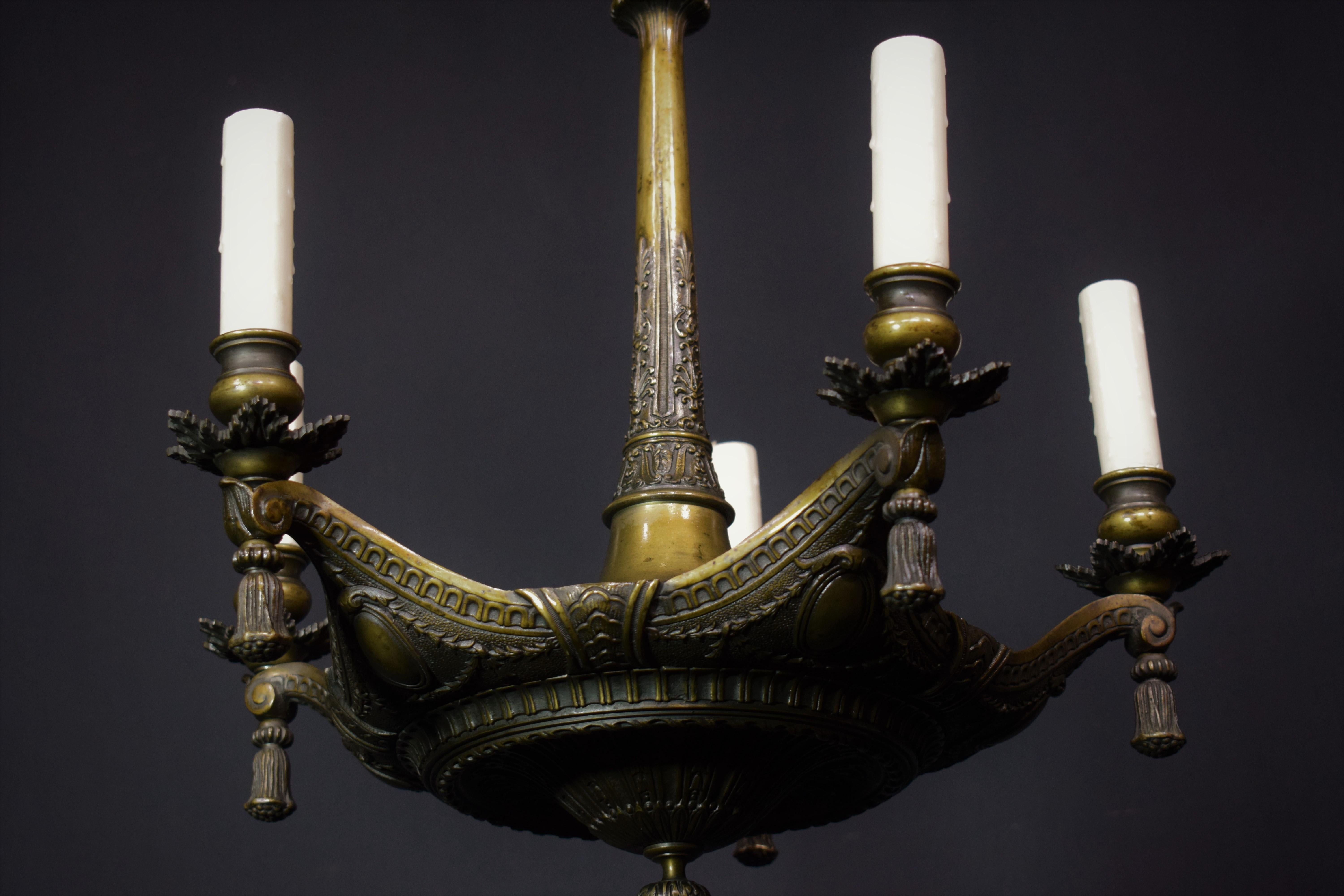 Neoclassical Bronze Chandelier For Sale 1