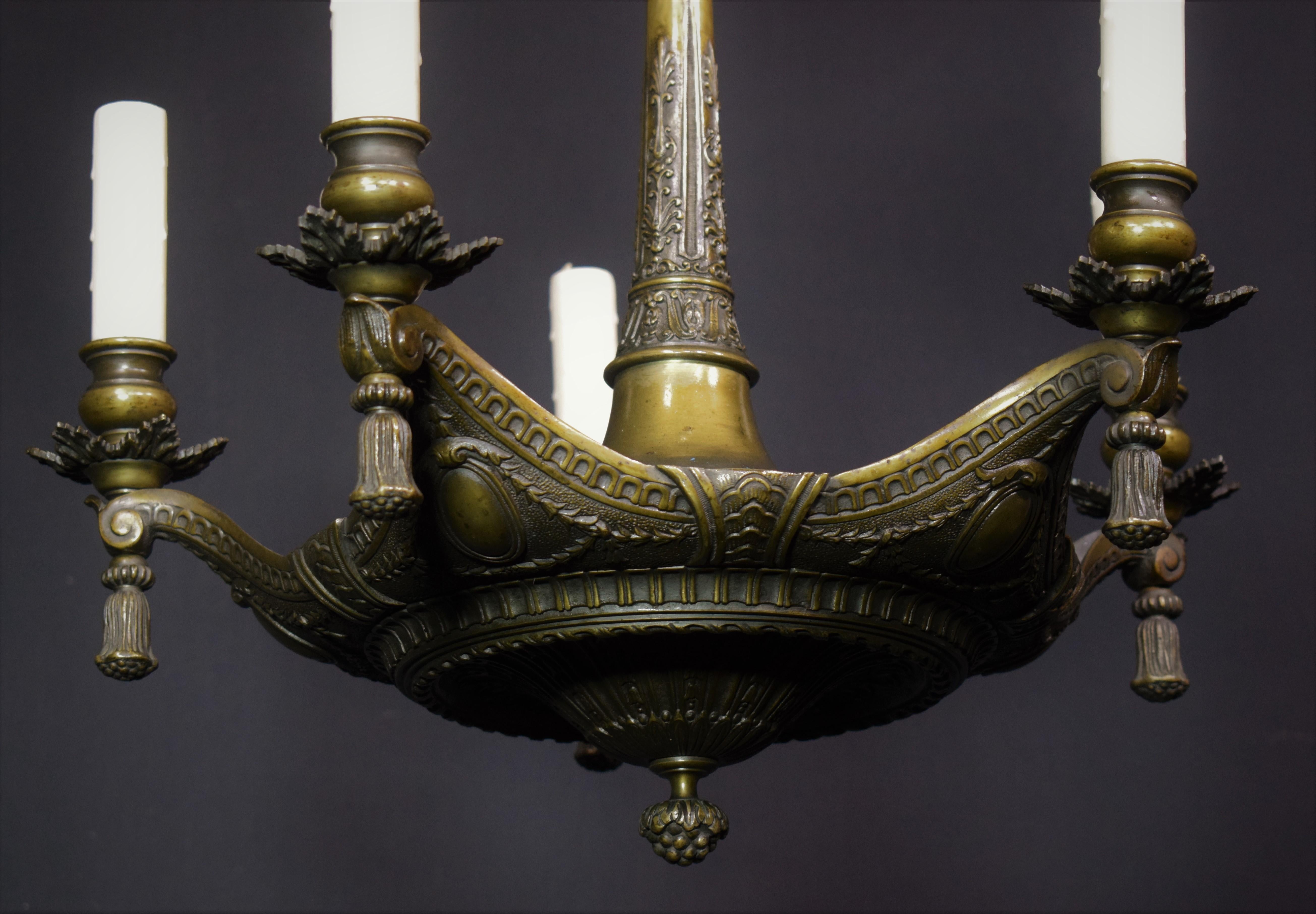 Neoclassical Bronze Chandelier For Sale 2