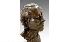 Neoclassical Bronze Character Head Bust, Dark Patina, 18th Century style