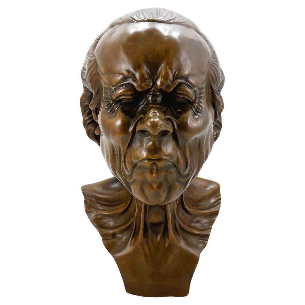 Neoklassizistische Bronzebüste mit Charakterkopf, dunkle Patina, Stil des 18. im Angebot