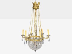 Neoclassical, Bronze, Crystal, Nine Light Chandelier, France, 19th c.