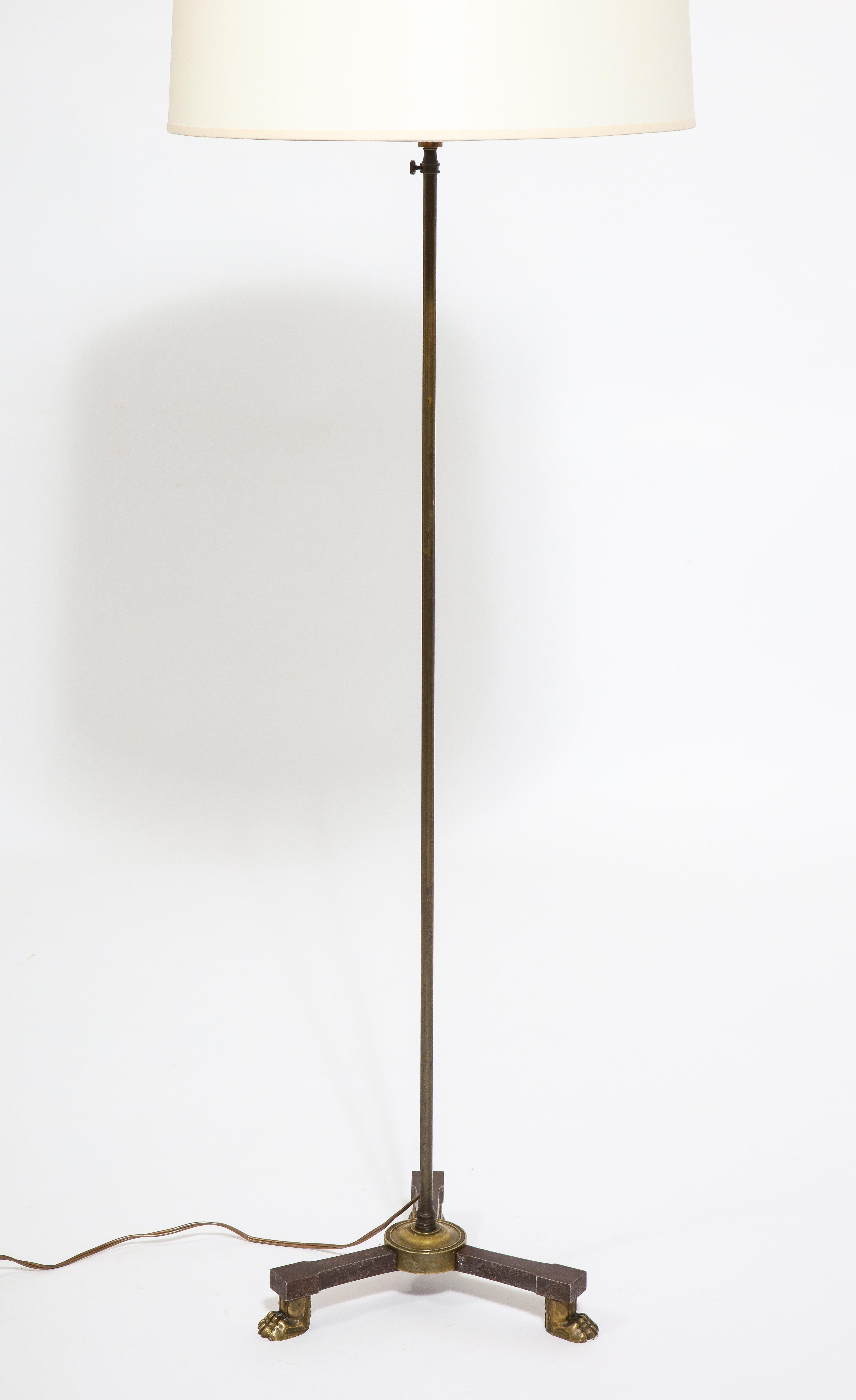 Neoclassical Bronze Floor Lamp Attributed to André Arbus, France, 1940s For Sale 1