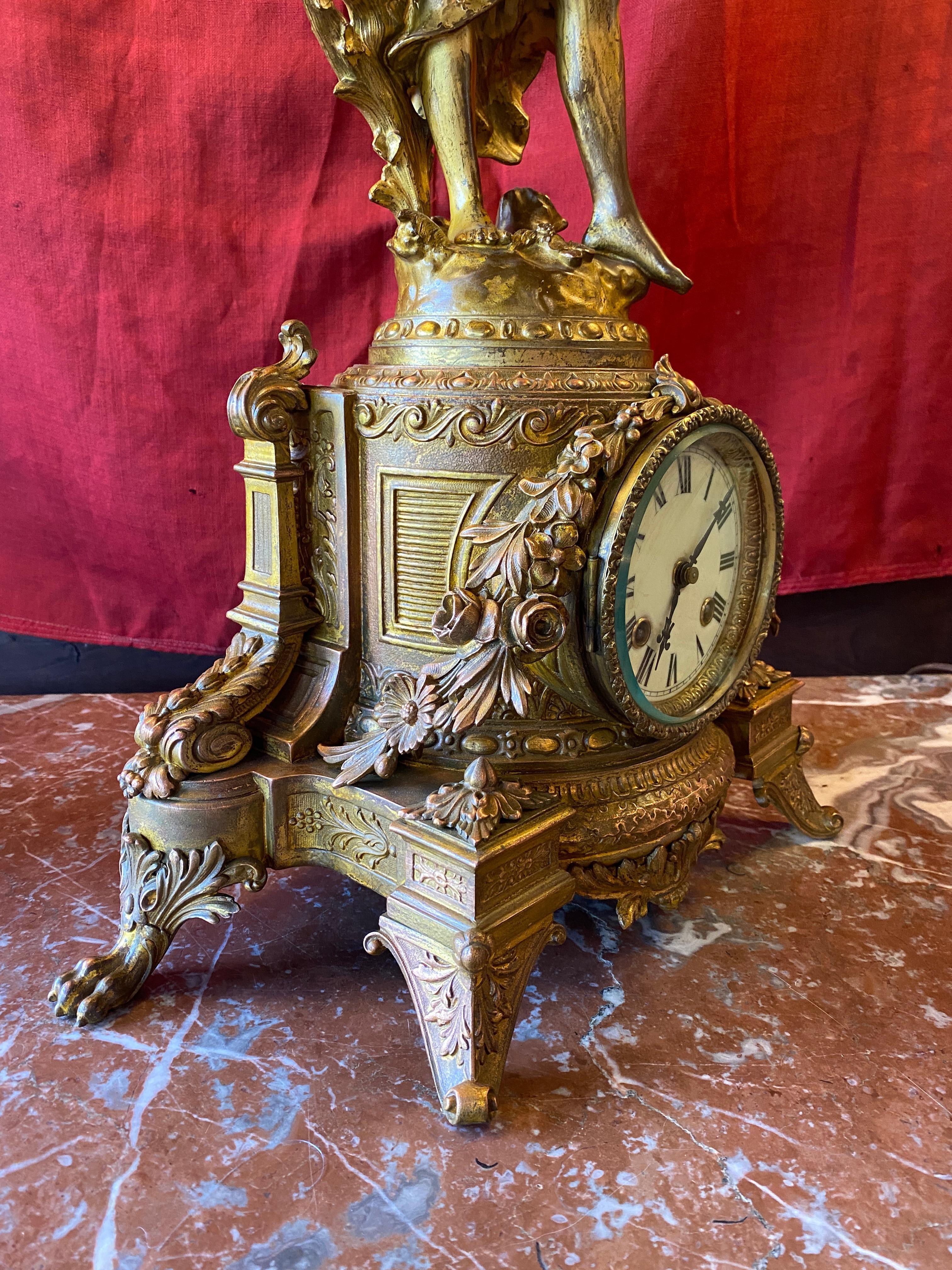 Neoclassical Revival NeoClassical Bronze Mantle Clock