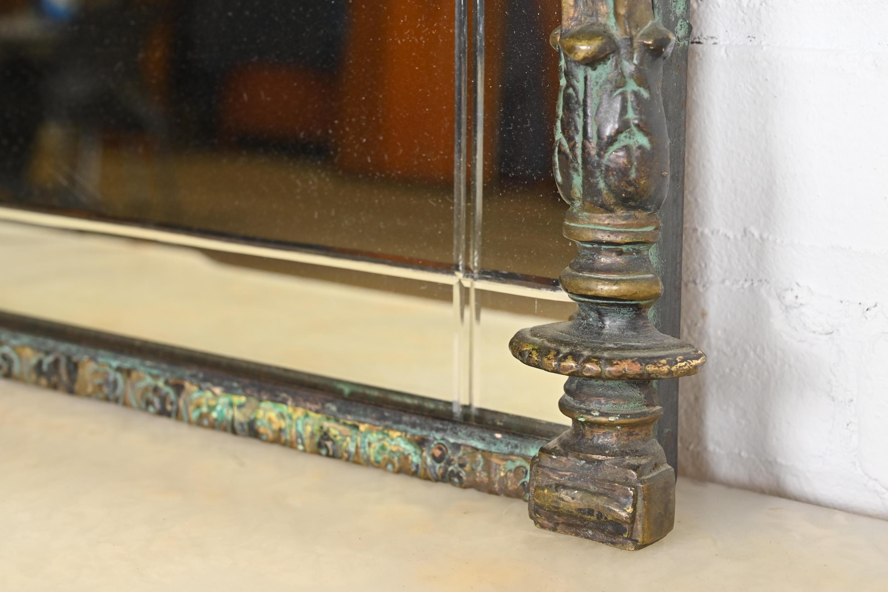 Neoclassical Bronze Marble Top Console with Mirror Attributed to Oscar Bach For Sale 10