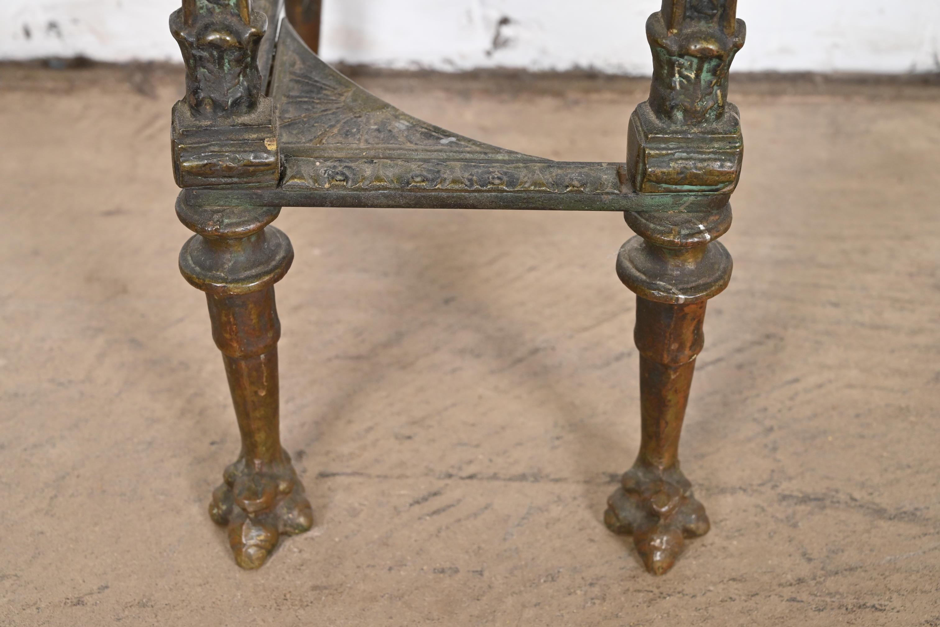 Neoclassical Bronze Marble Top Console with Mirror Attributed to Oscar Bach 3