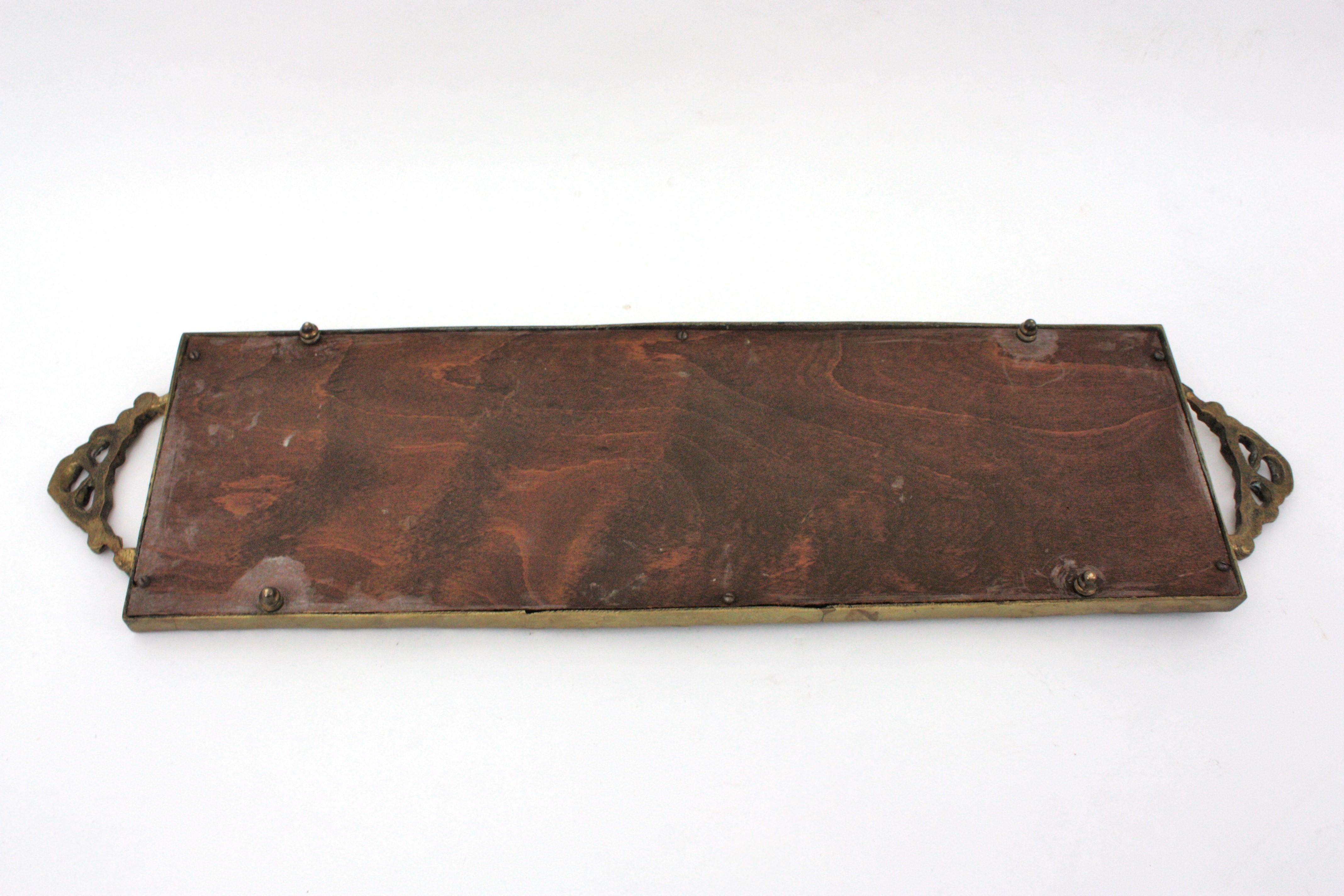 Neoclassical Bronze Mirror Tray with Ribbon & Bow Handles and Rectangular Shape For Sale 11