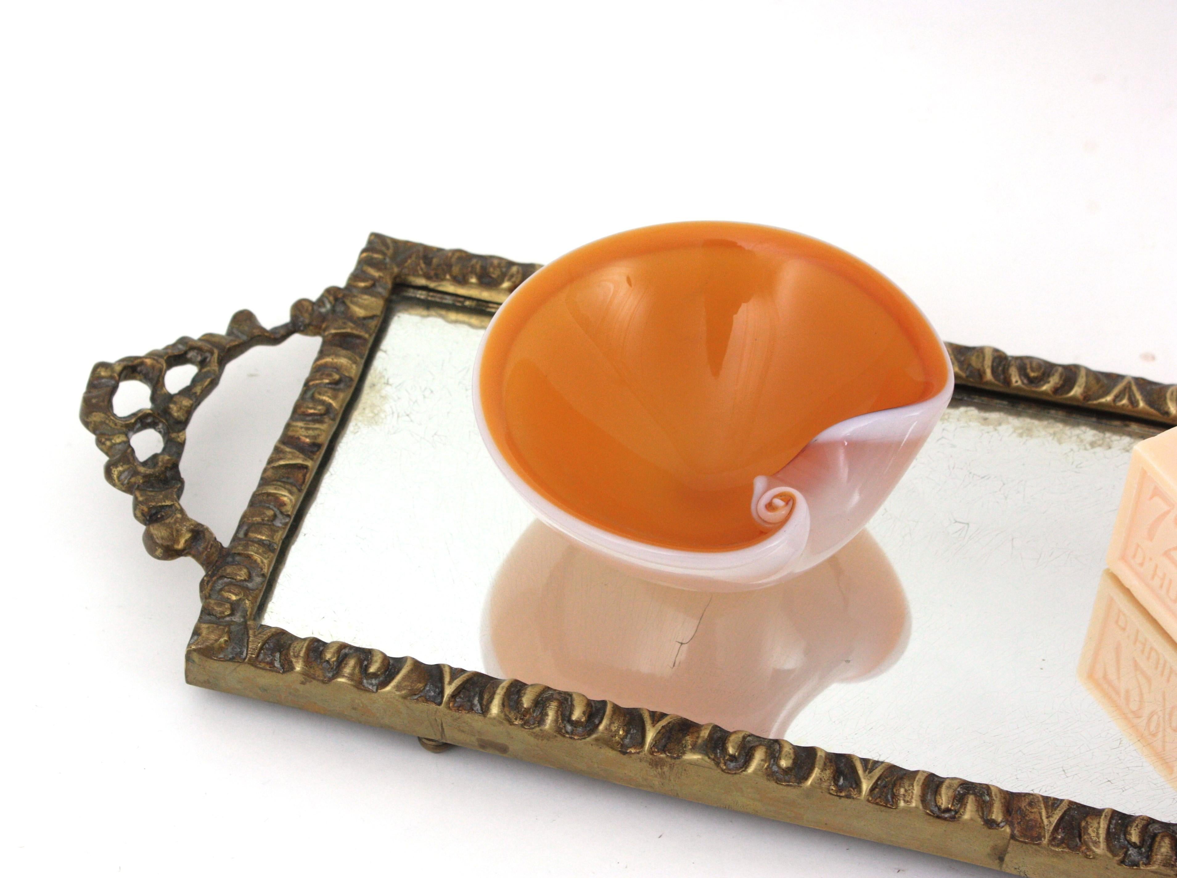 Cast Neoclassical Bronze Mirror Tray with Ribbon & Bow Handles and Rectangular Shape For Sale