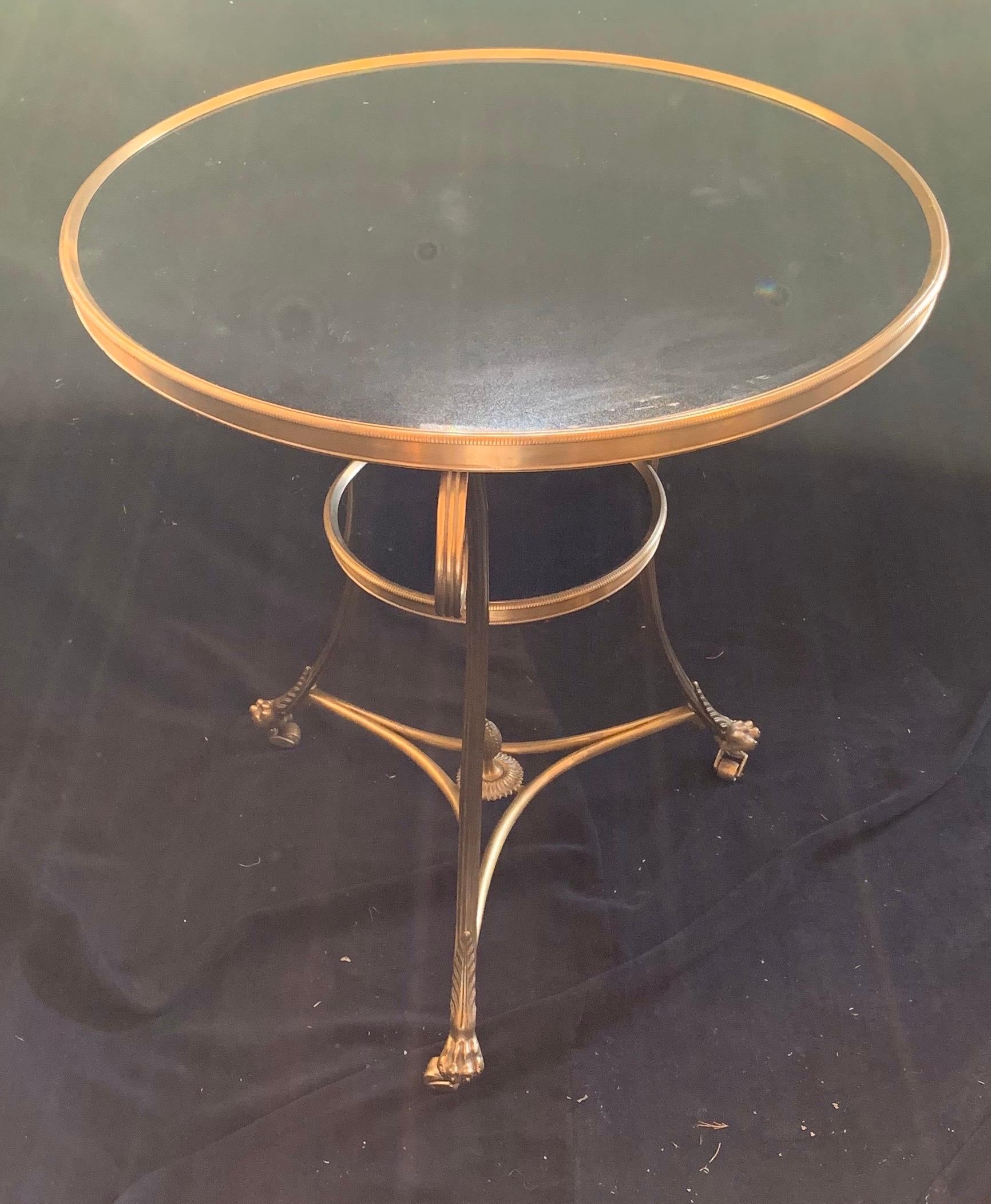 Neoclassical Bronze Ormolu Gilt Black Marble Top Louis XVI Gueridon Pair Tables In Good Condition In Roslyn, NY