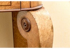 Neoclassical Burl Wood Marble Top Console Table