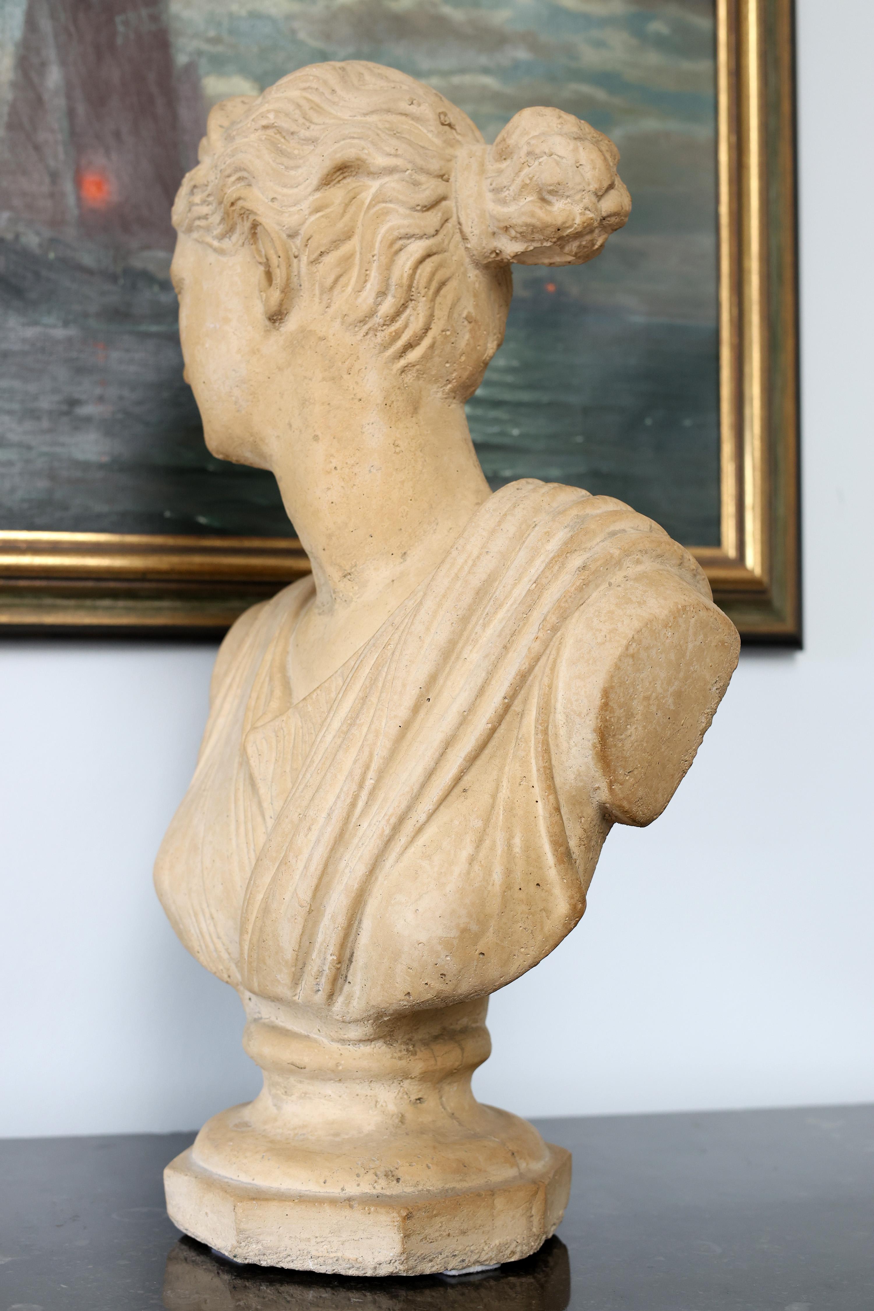 Plaster Neoclassical Bust of a Artemis, circa Early 20th Century For Sale