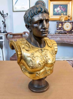 Neoclassical Bust of a Roman Emperor in Gilded Resin