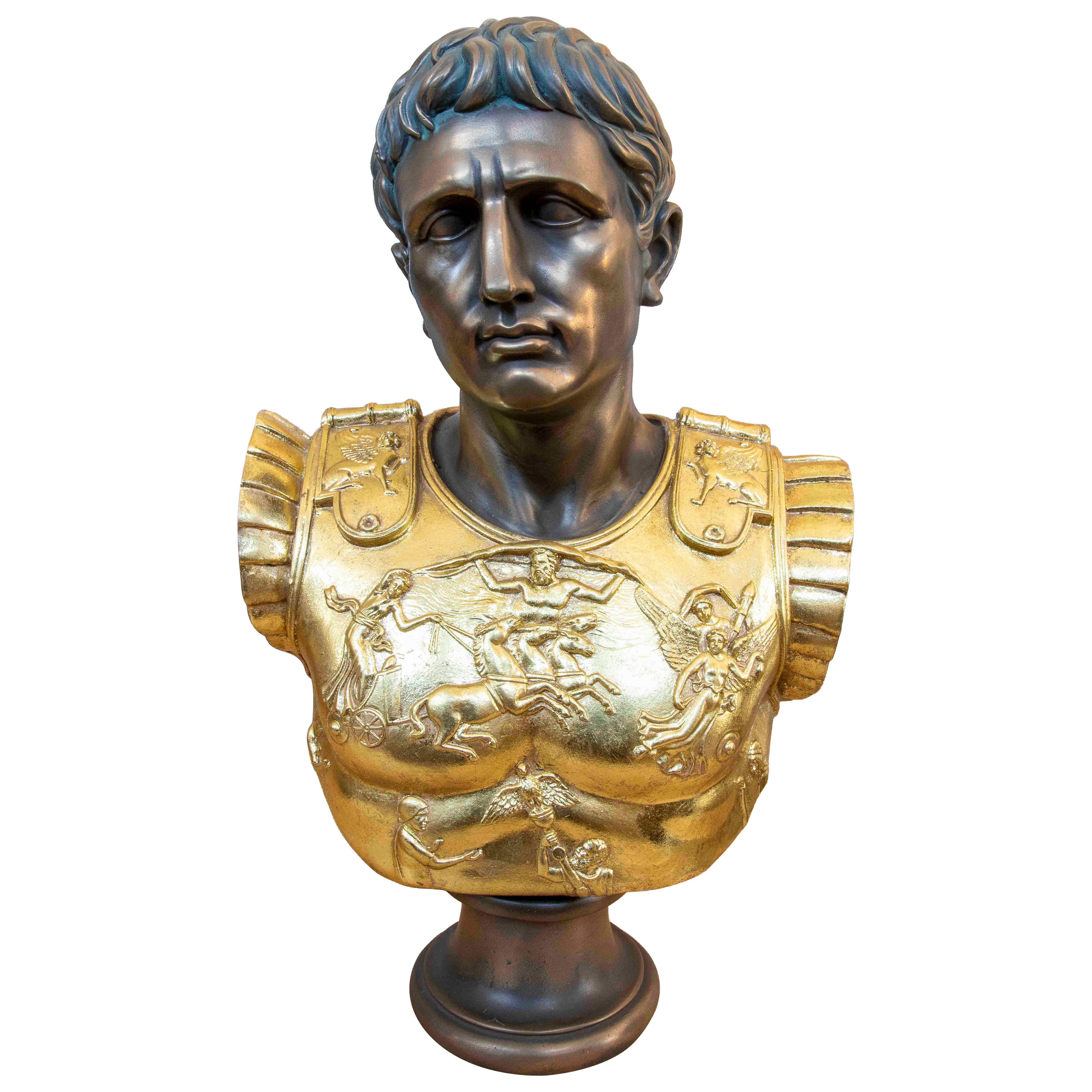 Neoclassical Bust of a Roman Emperor in Gilded Resin For Sale