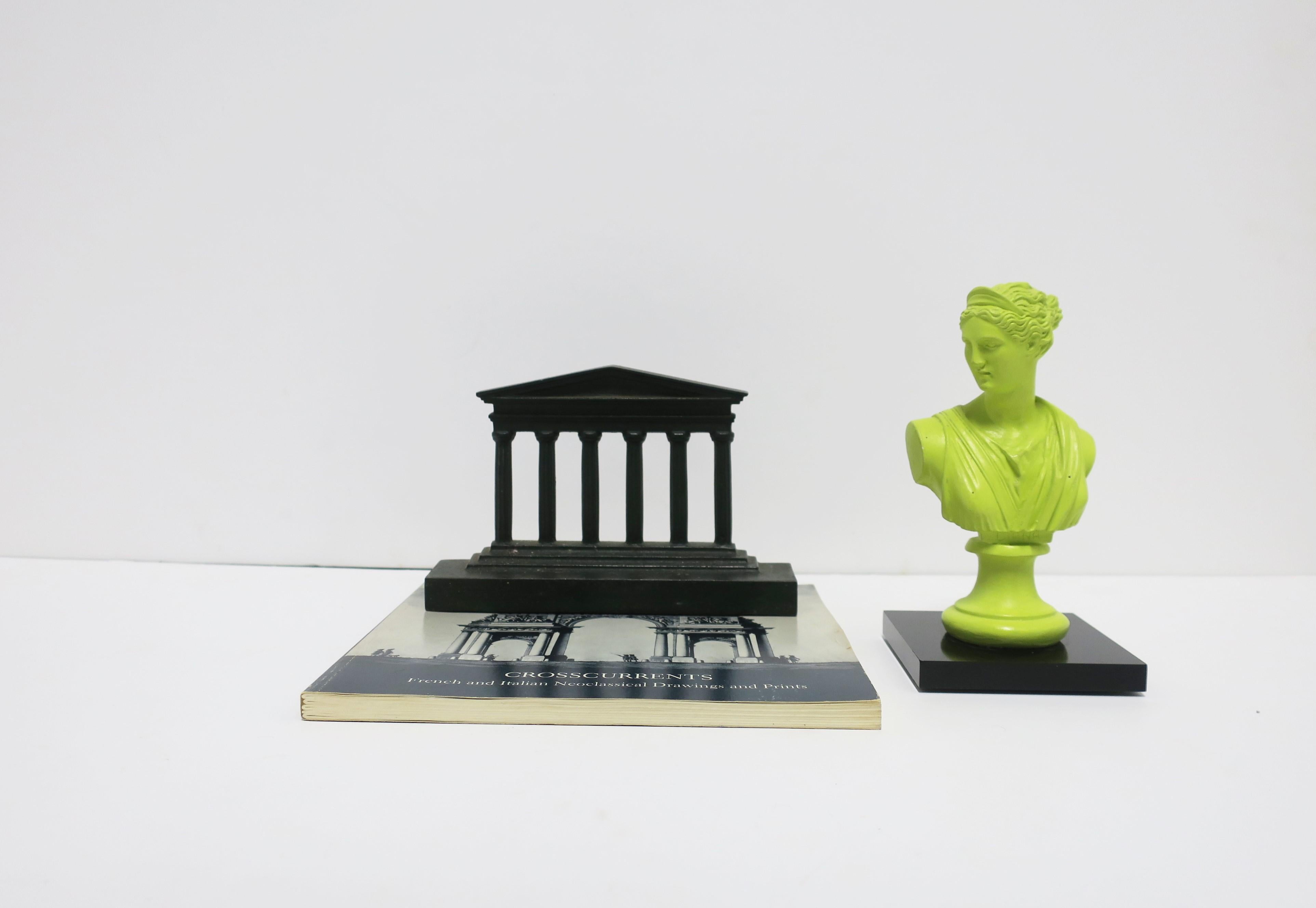 Contemporary Neoclassical Bust Statue in Neon Green on Black Base