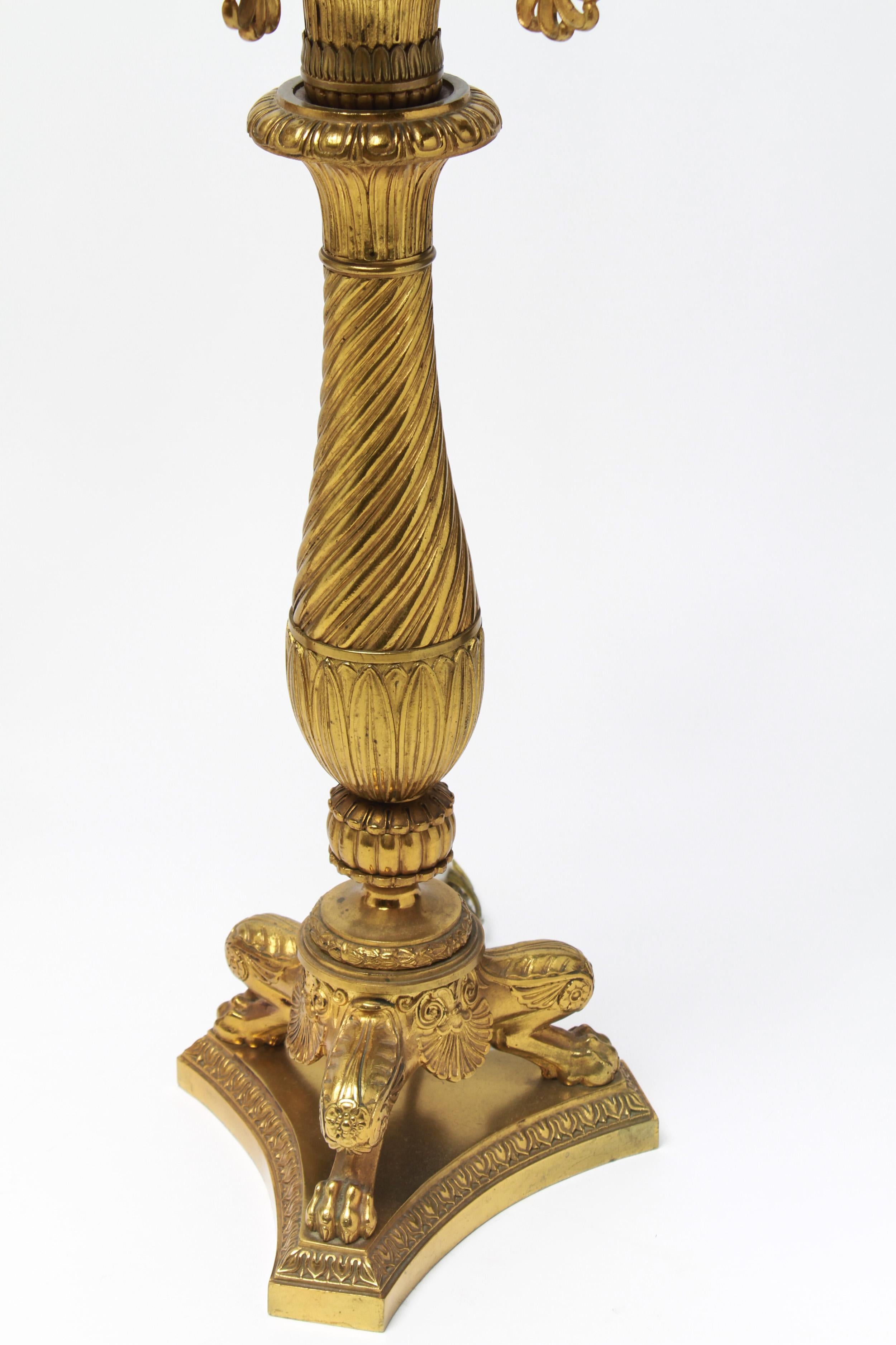 Neoclassical Candelabra Table Lamps in Gilt Bronze In Good Condition In New York, NY