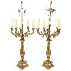 Neoclassical Candelabra Table Lamps in Gilt Bronze Neoclassical Candelabra Table Lamps in Gilt Bronze