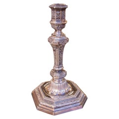 Neoclassical Candlestick in Silver-plated Metal & Embossed Decoration.Christofle