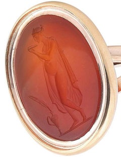 Neoclassical Carnelian Intaglio of Methe, Goddess of Drunkenness Ring