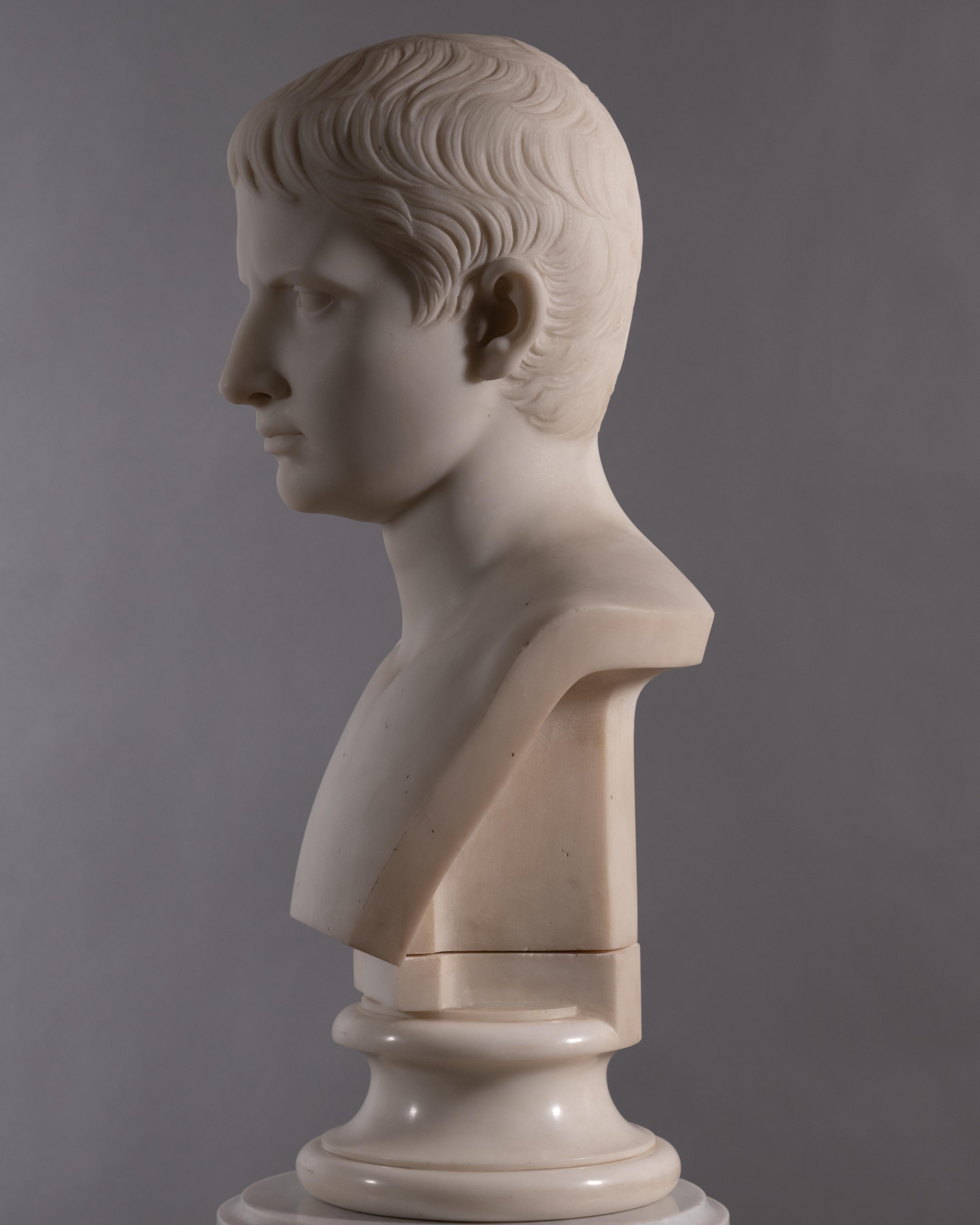 Italian Neoclassical Carrara Marble Bust of the Young Octavian 8