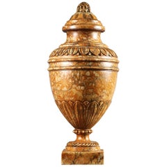 Neoclassical Carved Alabaster Covered Urn