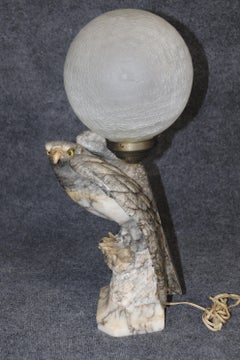 Neoclassical Carved Alabaster Eagle Table Table Lamp