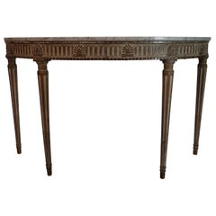 Neoclassical Carved and Painted Console Table with Acanthus Leaf Design