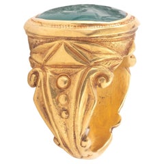 Neoclassical Carved Emerald Intaglio Ring