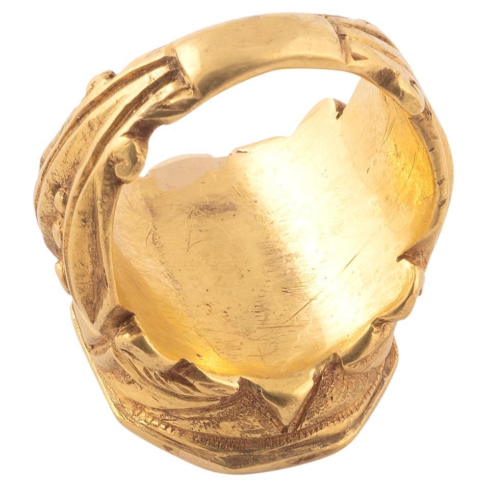 Neoklassischer geschnitzter Smaragd-Intaglio-Ring (Ungeschliffen)