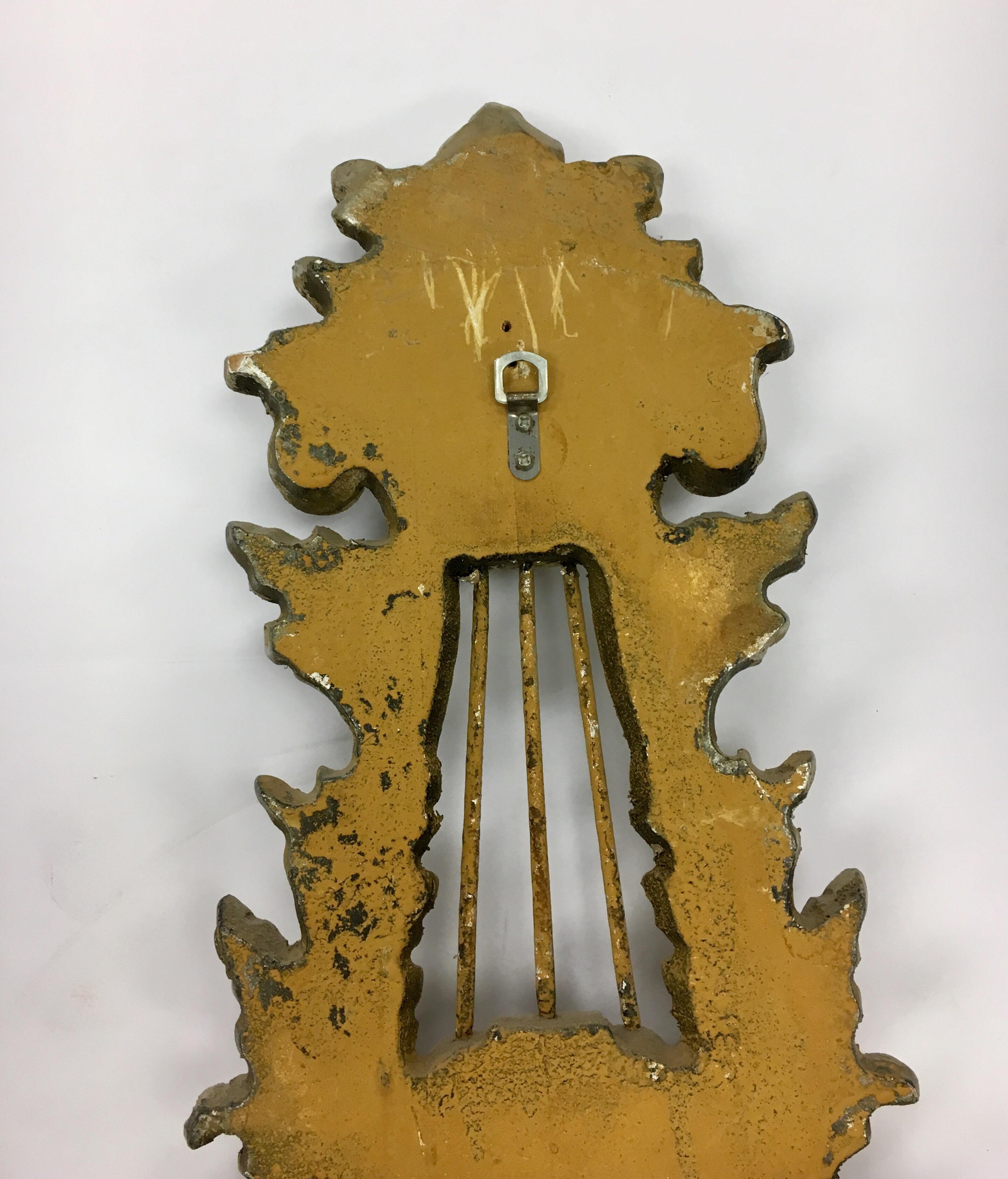 Neoclassical Carved Giltwood Wall Barometer Thermometer Made in Italy 5