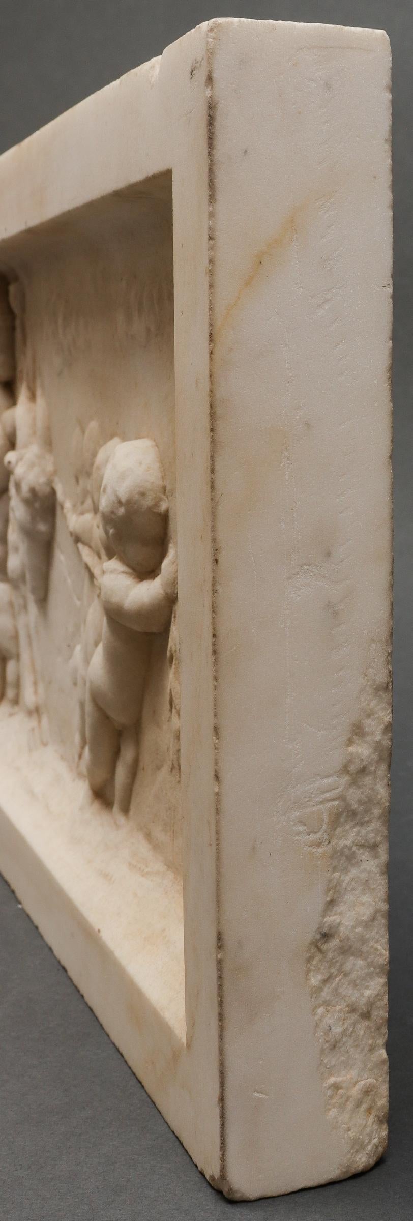 19th Century Neoclassical Carved Marble Bas-Relief Architectural Plaque with Cherubs