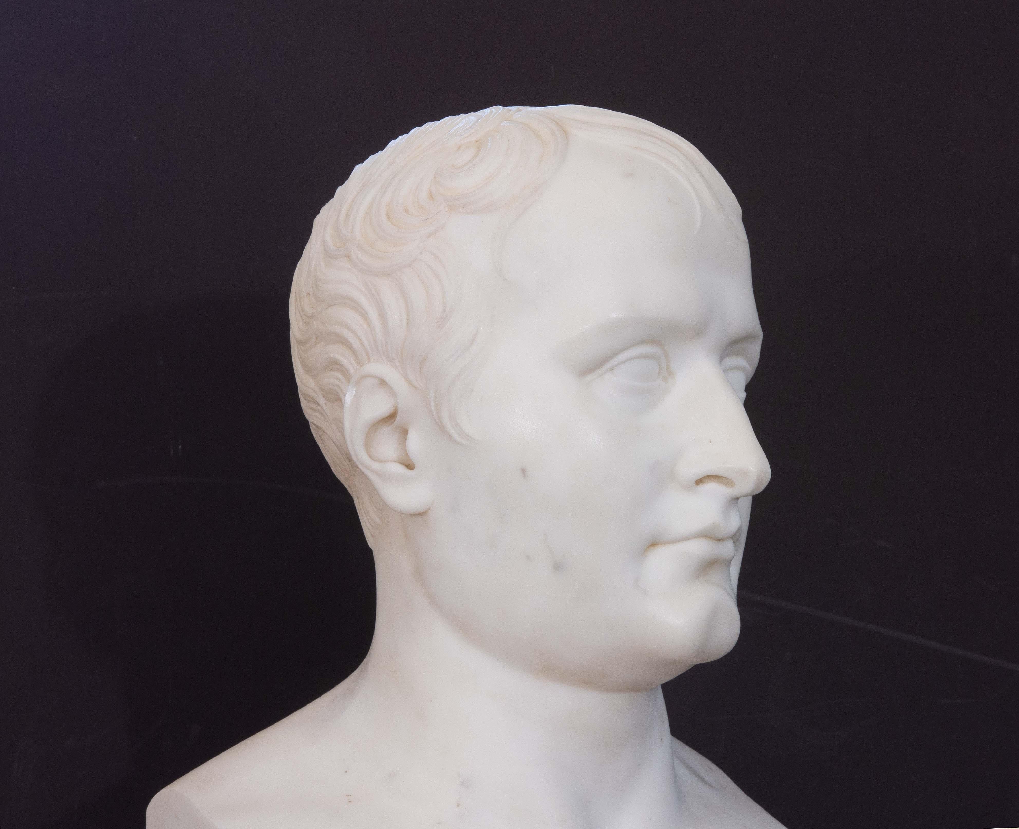 Neoclassical Carved Marble Bust of Napoleon Bonaparte After Antonio Canova 3