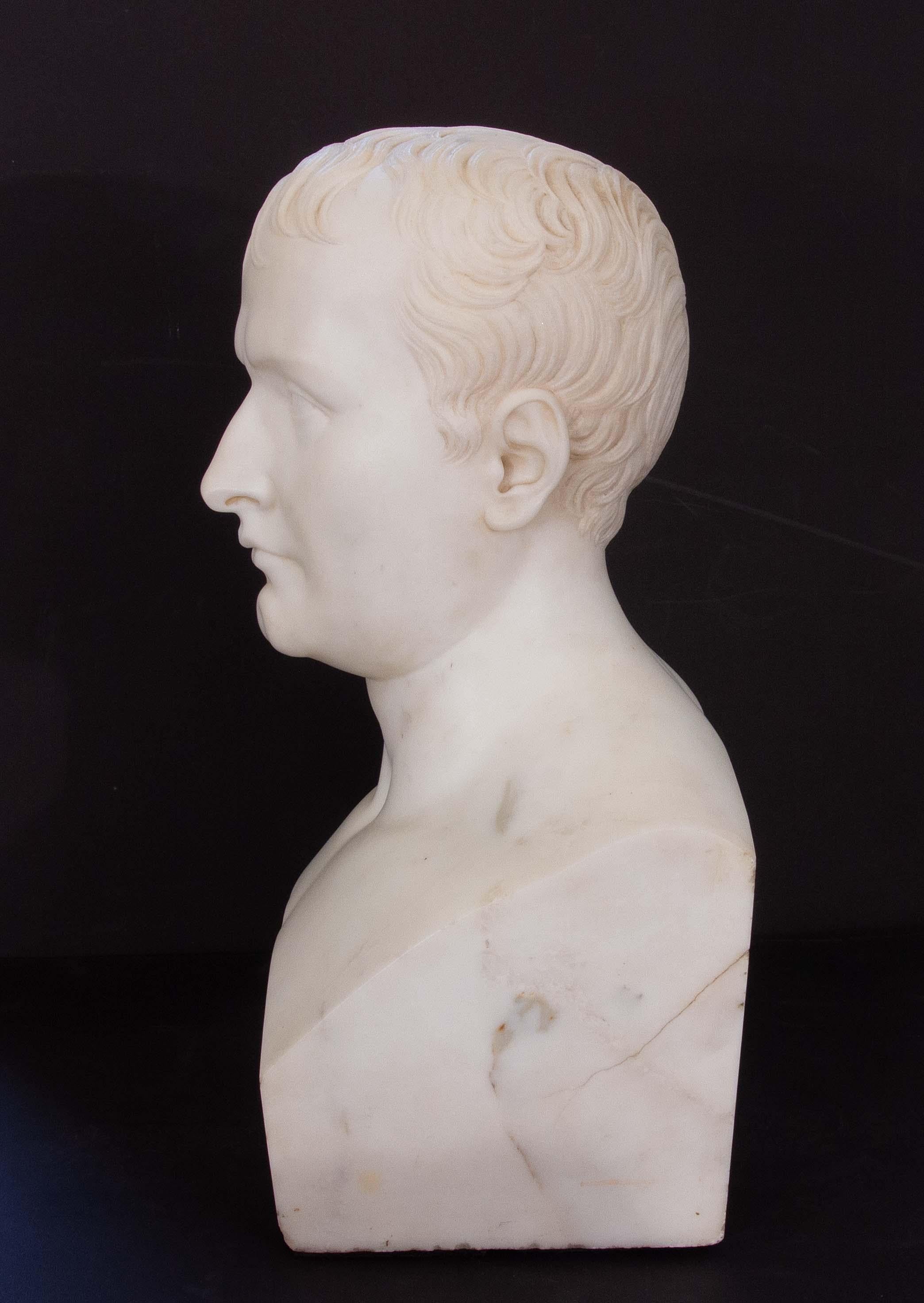 European Neoclassical Carved Marble Bust of Napoleon Bonaparte After Antonio Canova