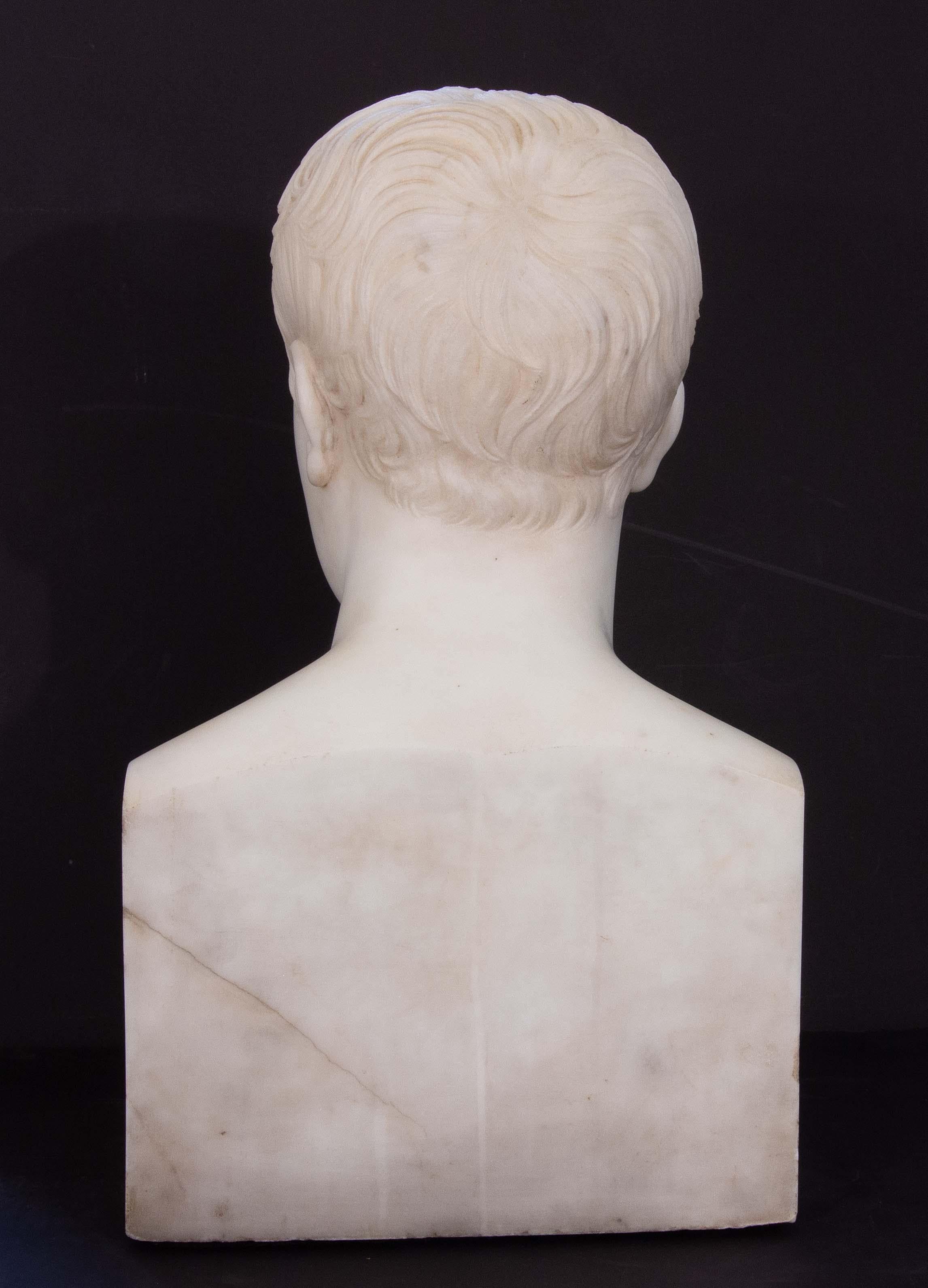 19th Century Neoclassical Carved Marble Bust of Napoleon Bonaparte After Antonio Canova