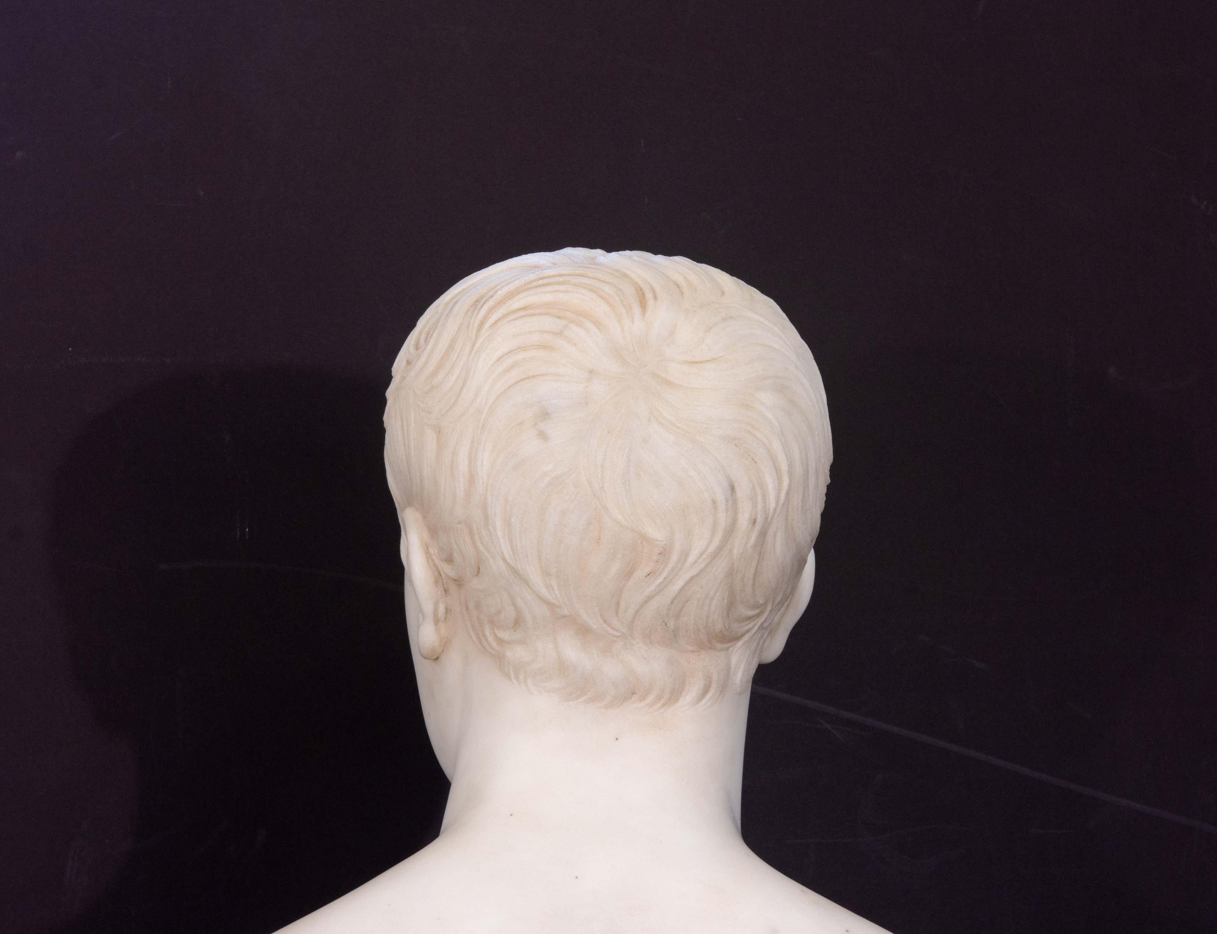 Stone Neoclassical Carved Marble Bust of Napoleon Bonaparte After Antonio Canova