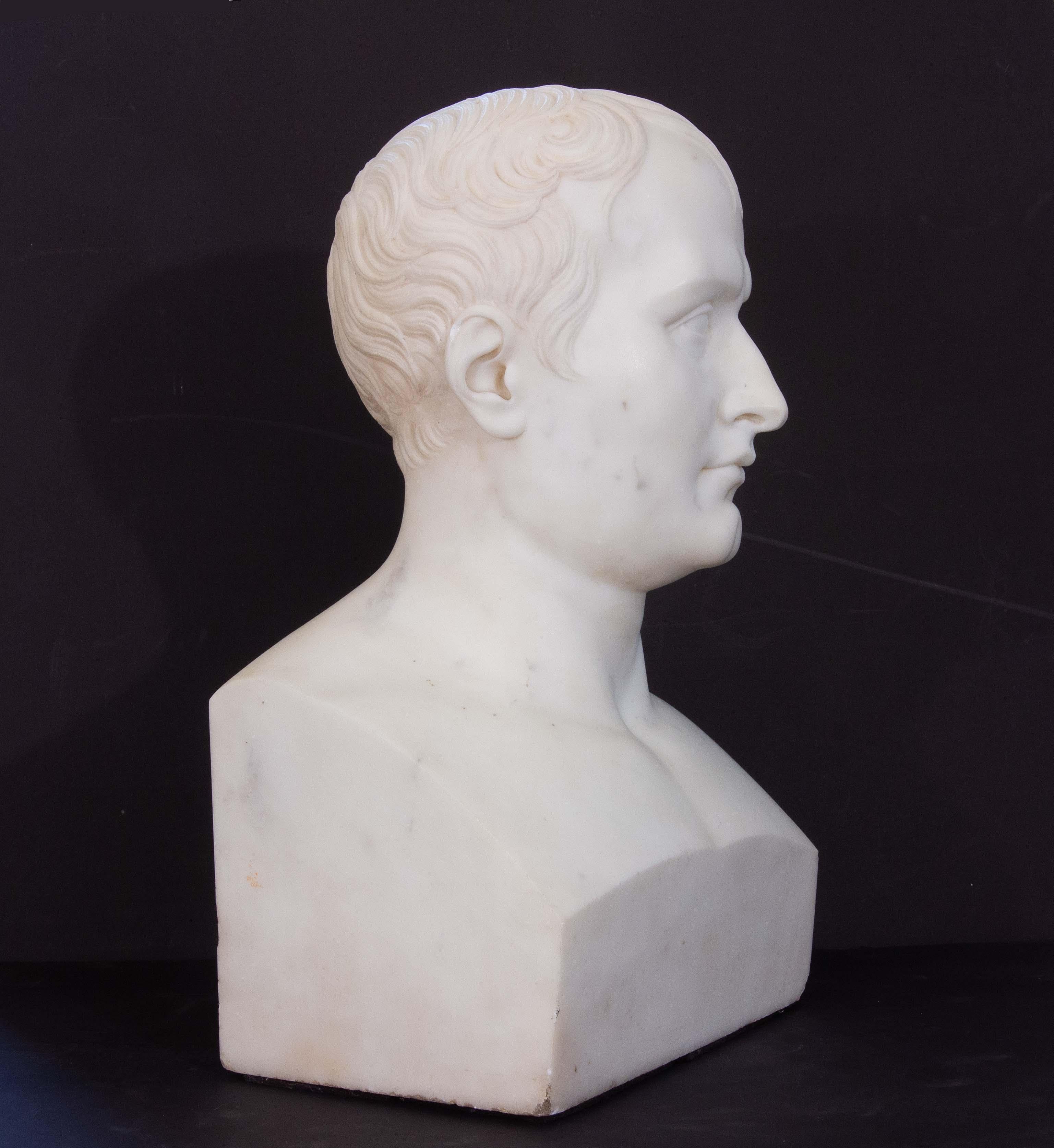 Neoclassical Carved Marble Bust of Napoleon Bonaparte After Antonio Canova 2