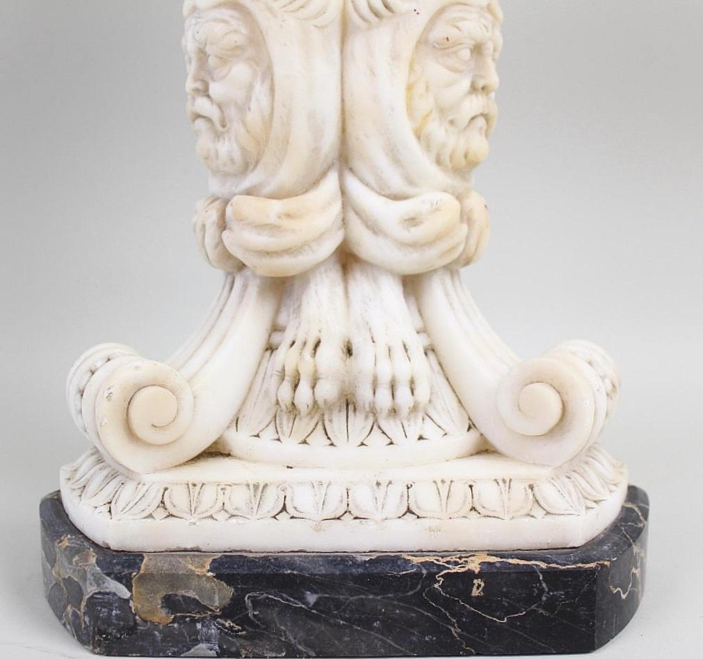 Neoclassical Carved Marble Table Lamp Grand Tour For Sale 2