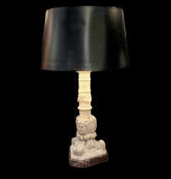 Neoclassical Carved Marble Table Lamp Grand Tour